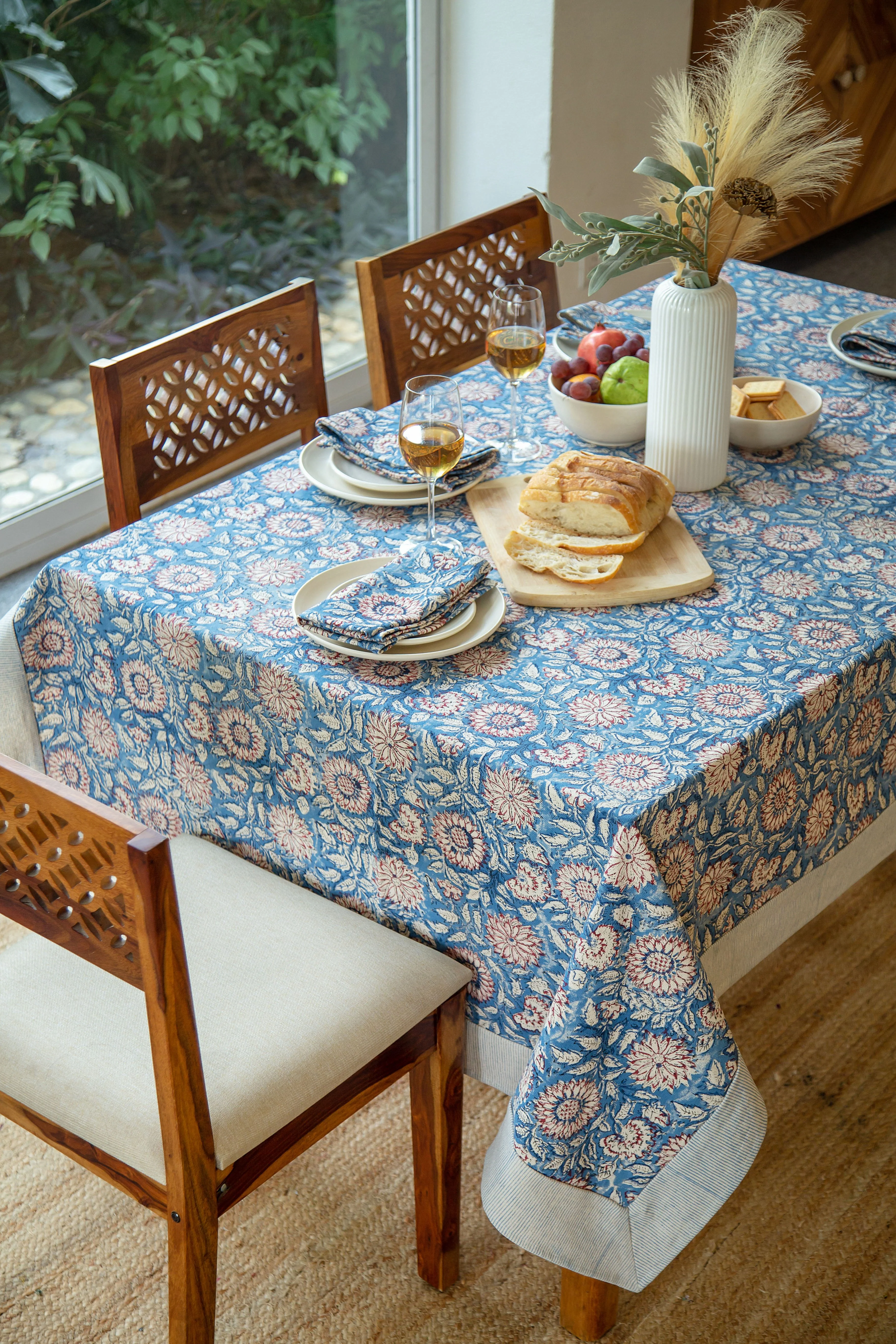 Tablecloth - Blue Dahlia - Happy Cabbage London