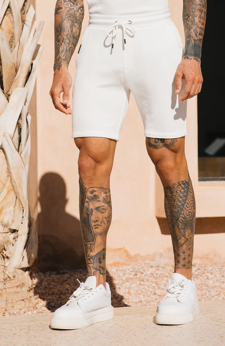 Cedro Knit Shorts in White - Happy Cabbage London