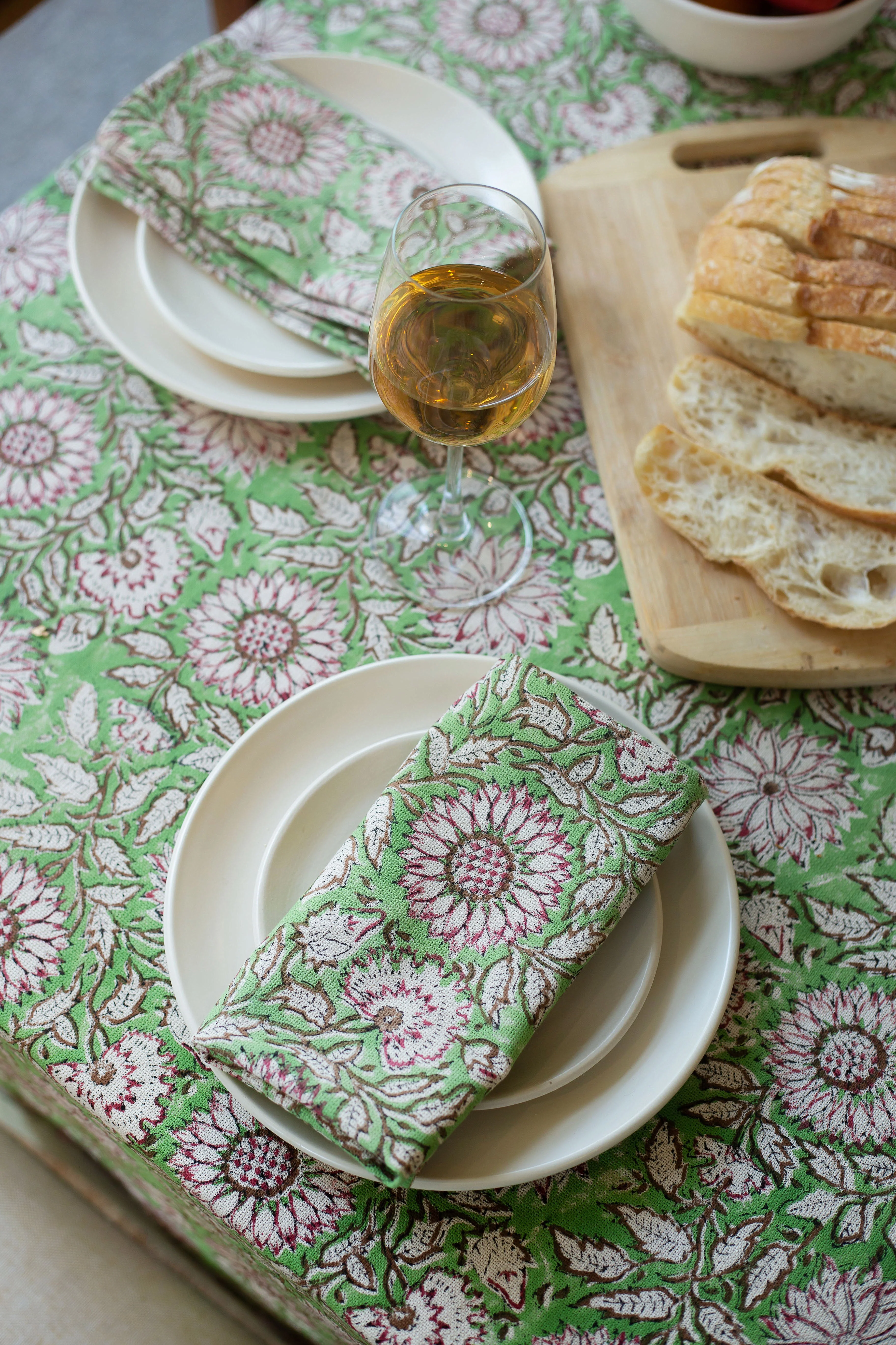 Tablecloth - Green Dahlia - Happy Cabbage London
