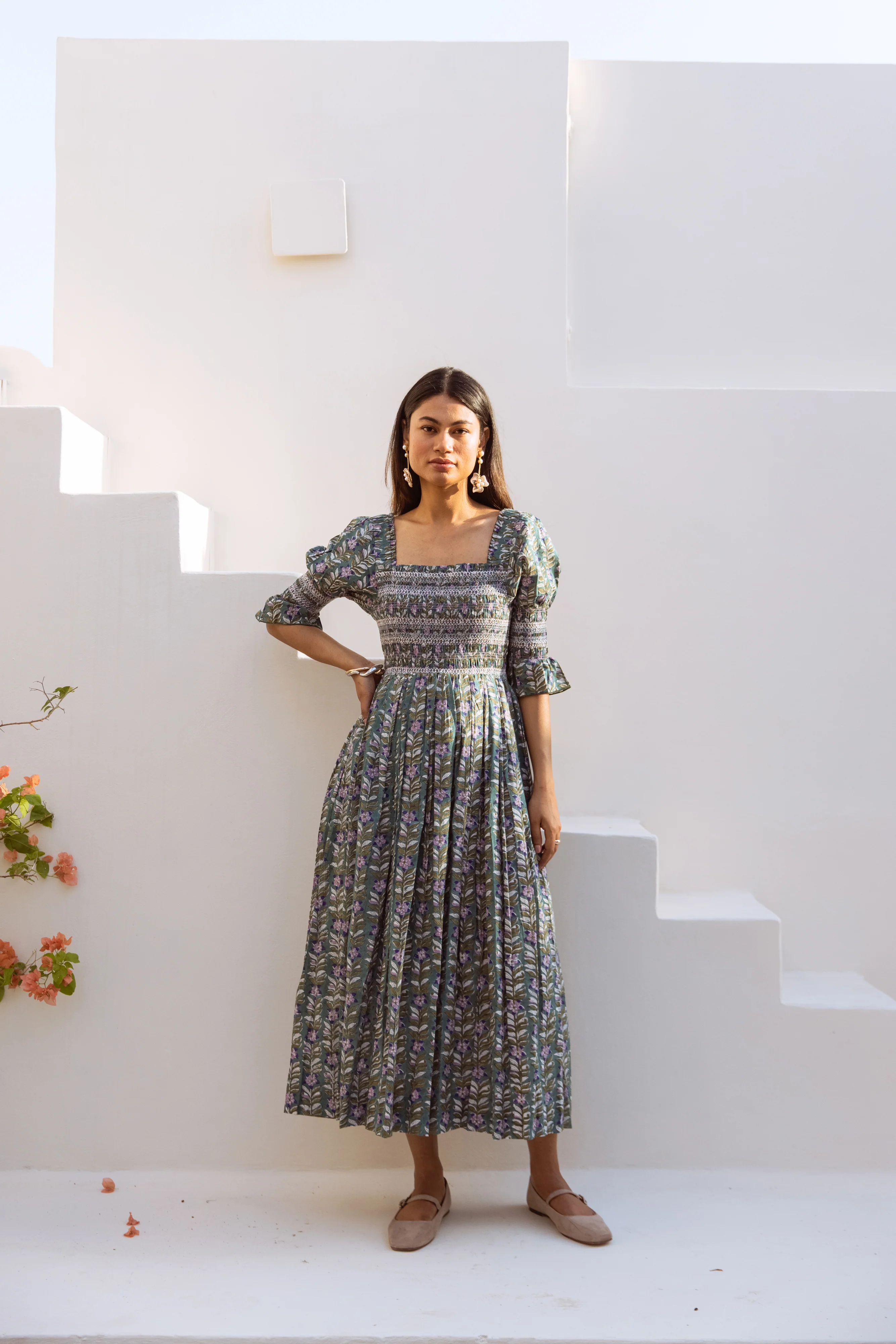 The Romi Dress - Emerald Floral Print - Happy Cabbage London