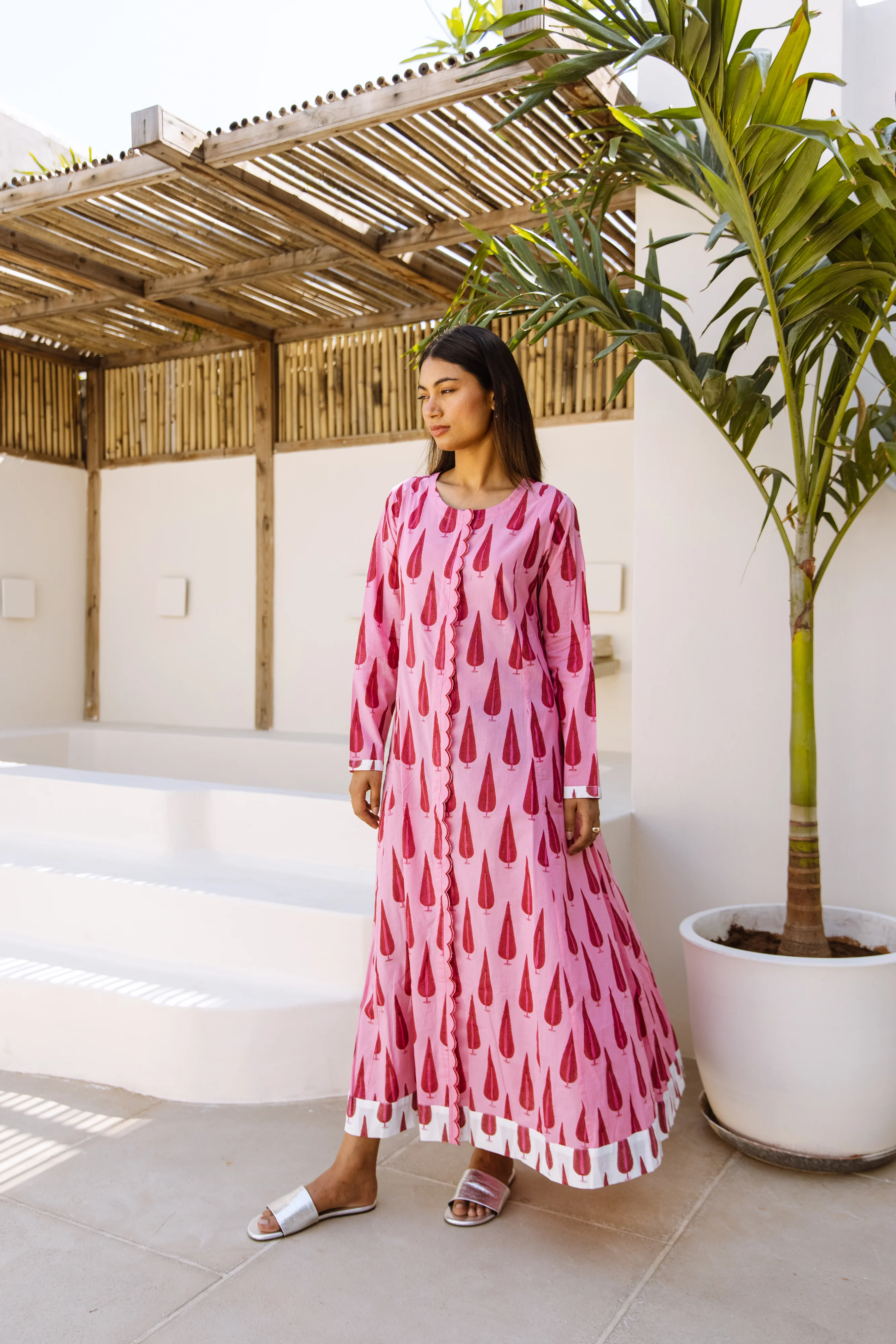 SALE The Cordelia Dress - Pink Cypress Print - Happy Cabbage London