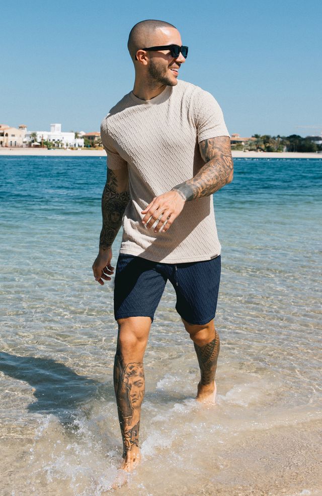 Cannes Knit Shorts in Navy - Happy Cabbage London