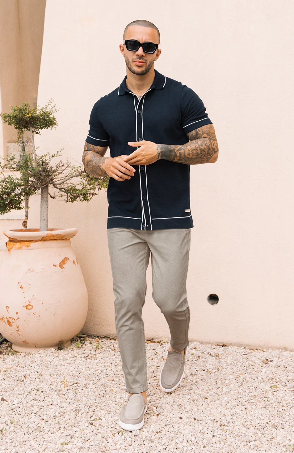 Beaufort Stretch Chinos in Taupe - Happy Cabbage London