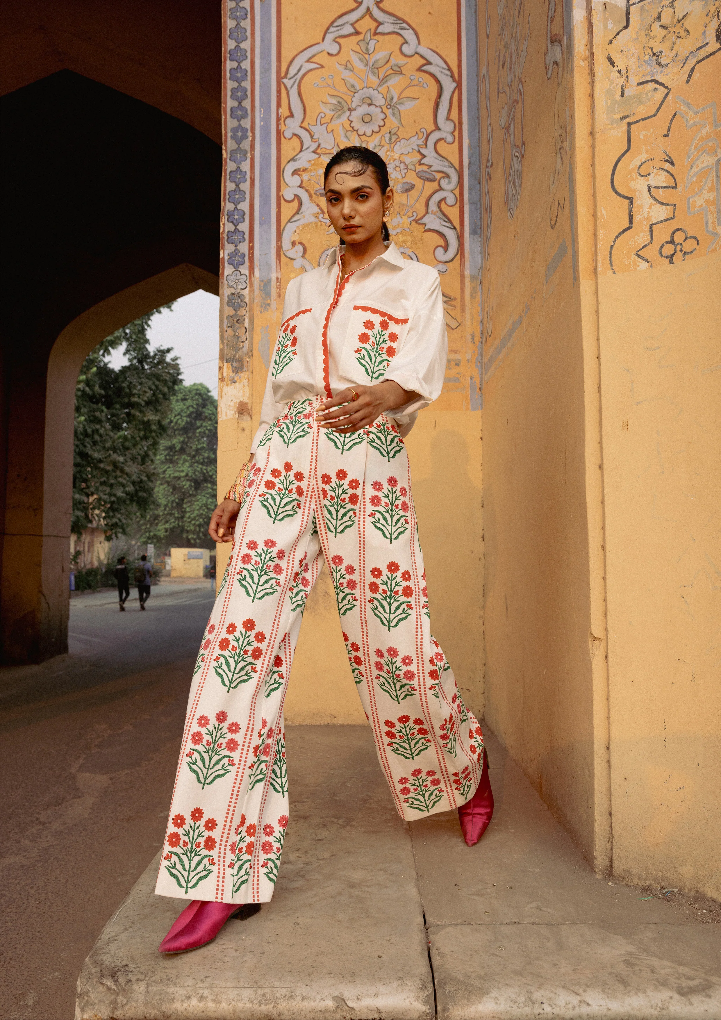 Blossom trousers - red - Happy Cabbage London