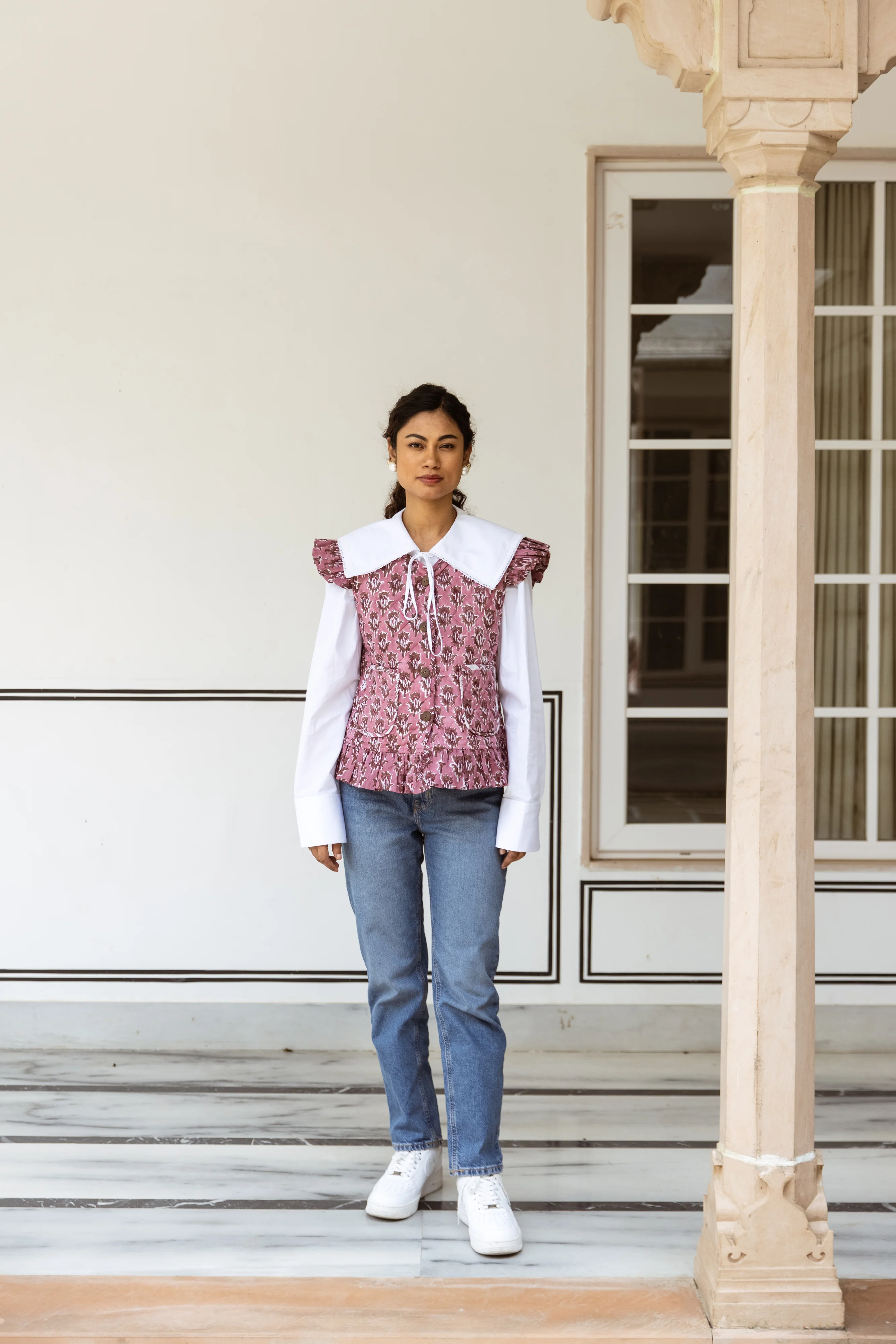 SALE Frill Waistcoat - Dusky Pink - Happy Cabbage London