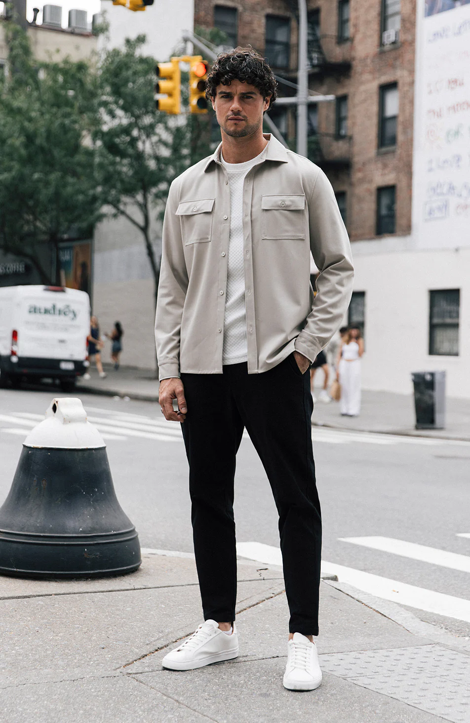 Arlington Slim Overshirt in Taupe - Happy Cabbage London