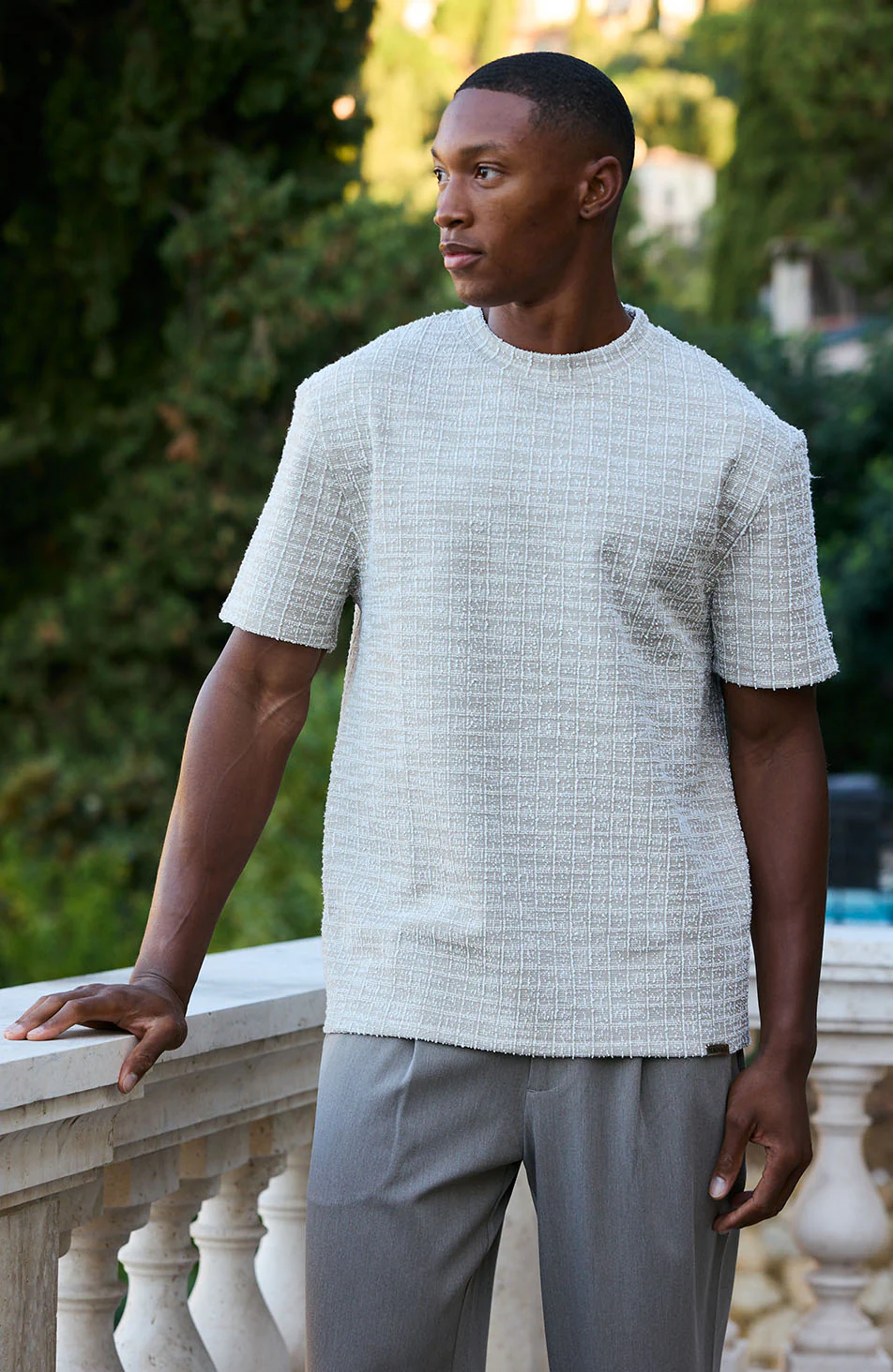 Arlio Textured Relaxed Boxy Tee in Beige - Happy Cabbage London