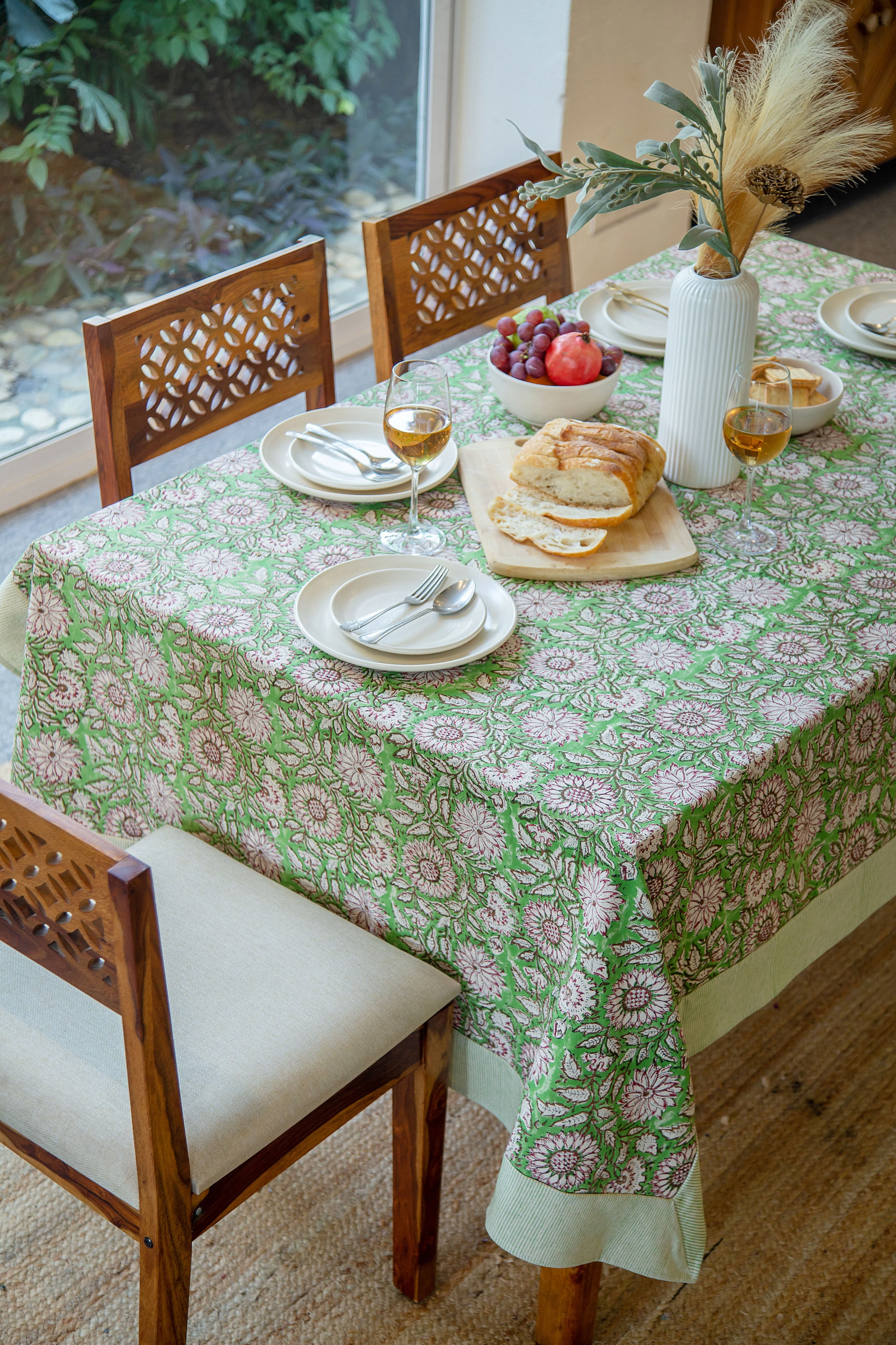 Tablecloth - Green Dahlia - Happy Cabbage London