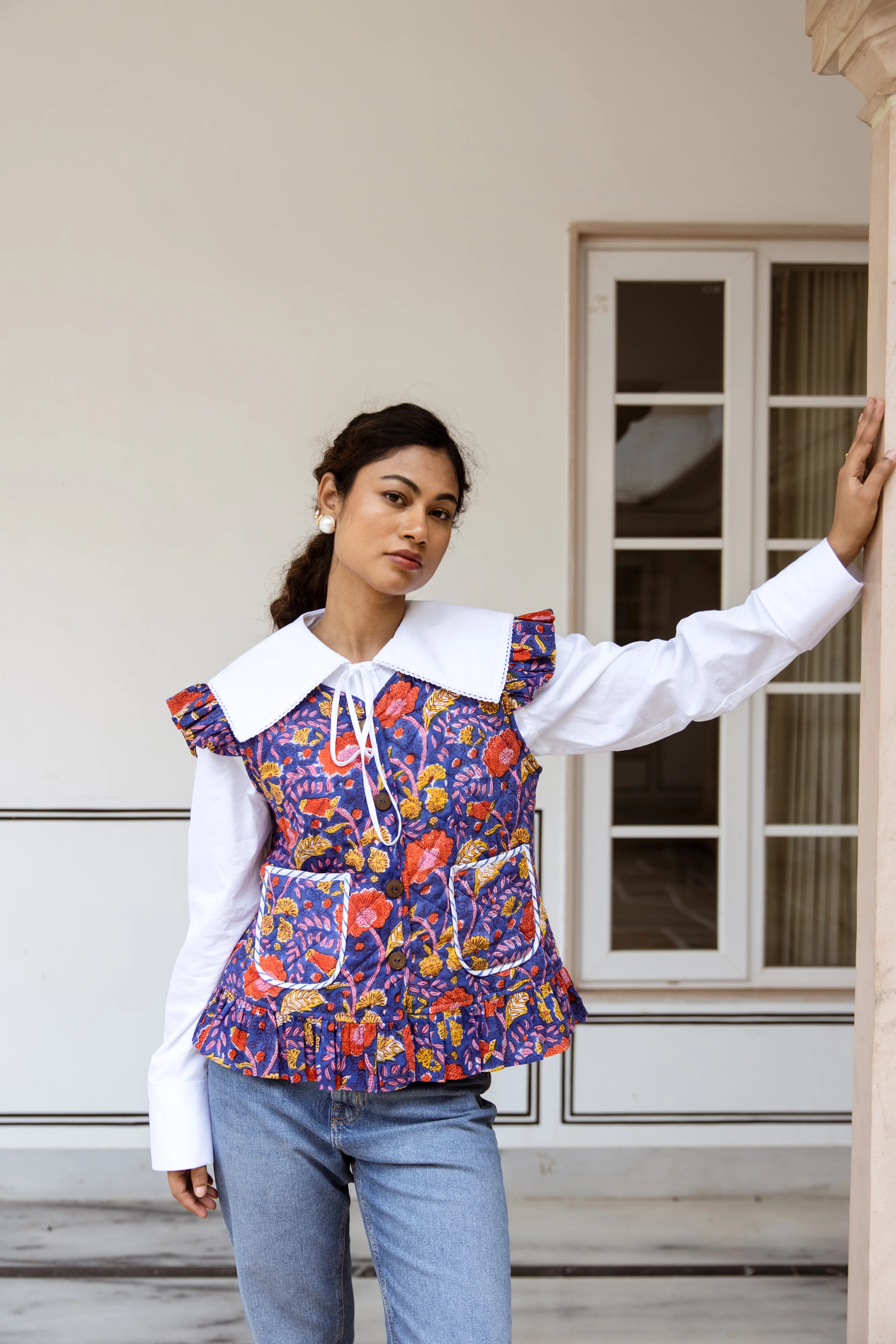 SALE Frill Waistcoat - Poppy Print - Happy Cabbage London