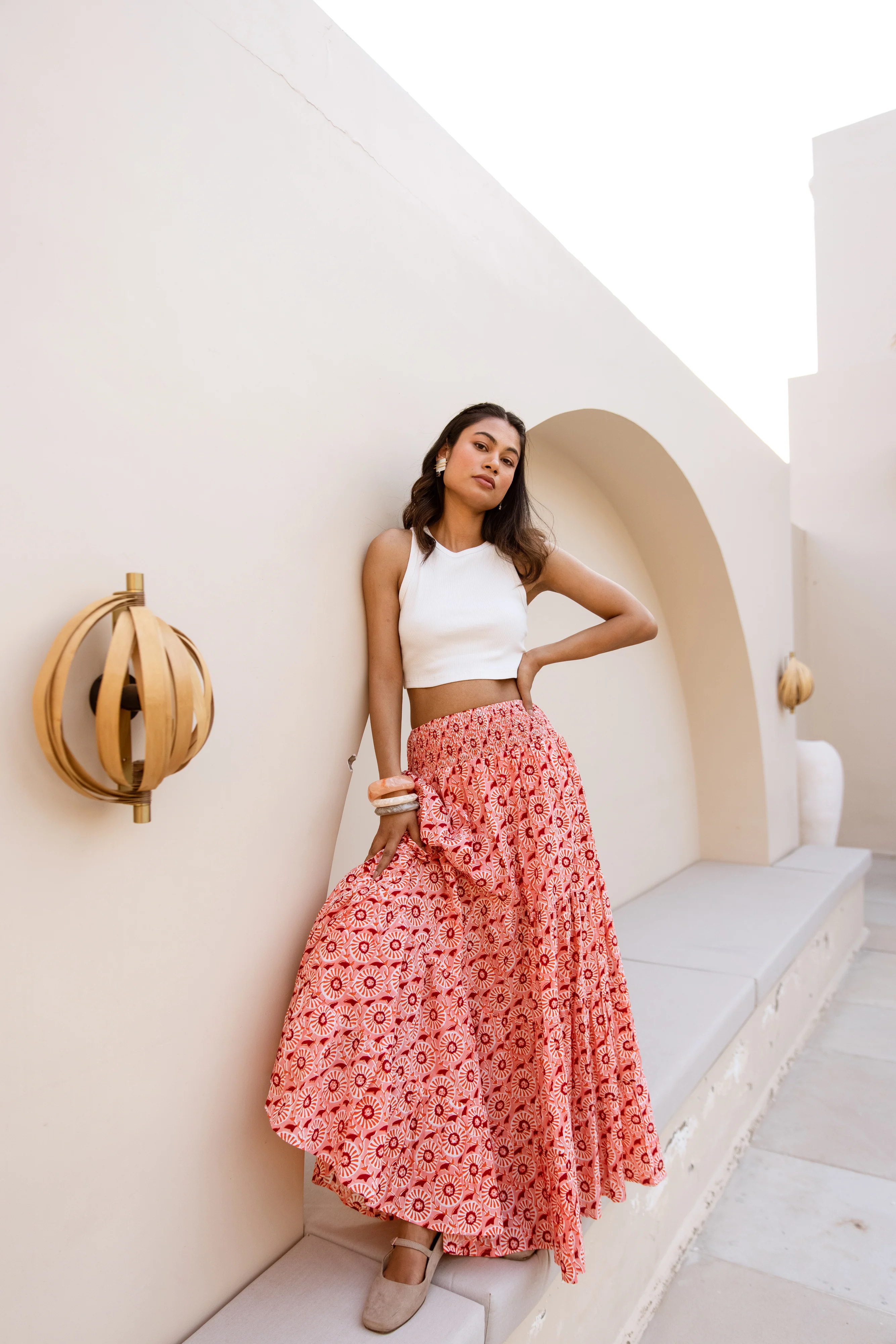 The Pia Skirt - Pink & Orange - Happy Cabbage London