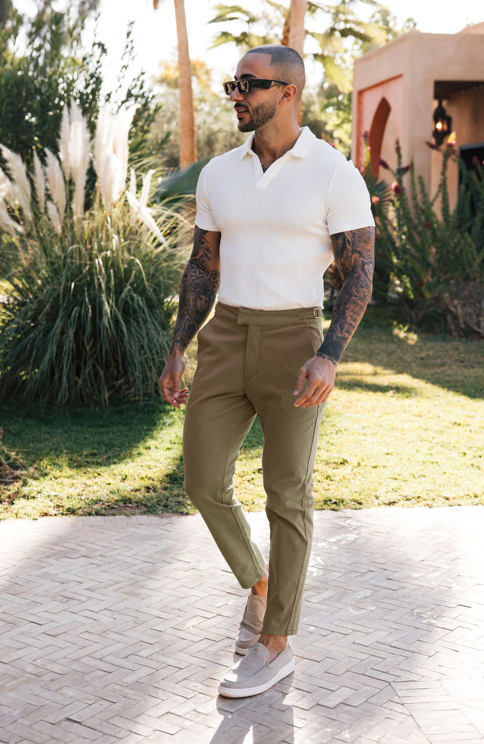Beaufort Stretch Chinos in Khaki - Happy Cabbage London