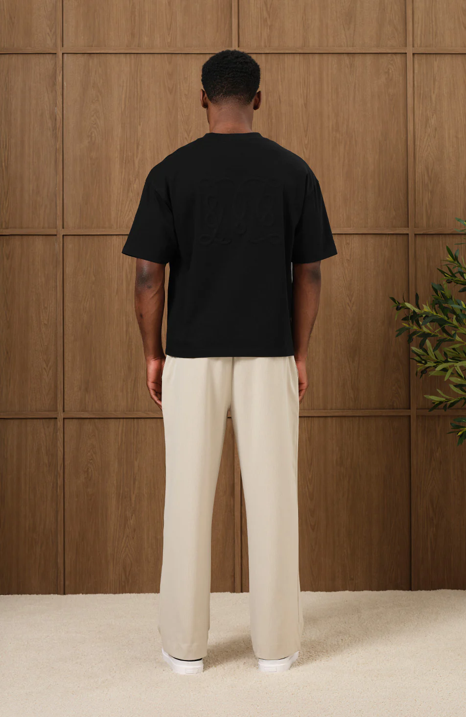 Embossed Monogram Back Logo T-shirt in Black - Happy Cabbage London