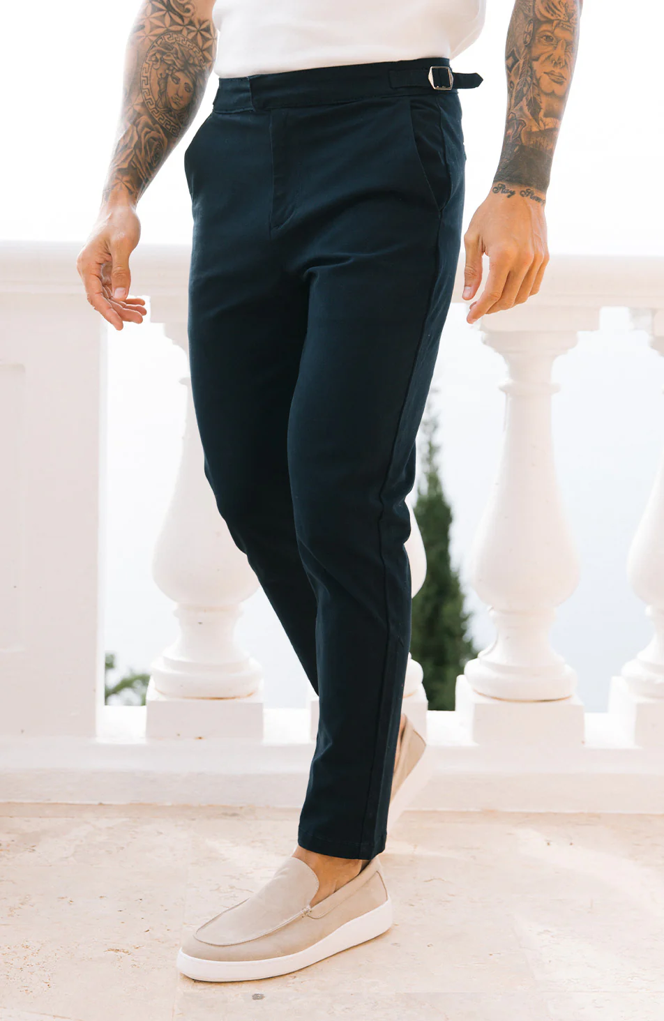 Beaufort Stretch Chinos in Navy - Happy Cabbage London