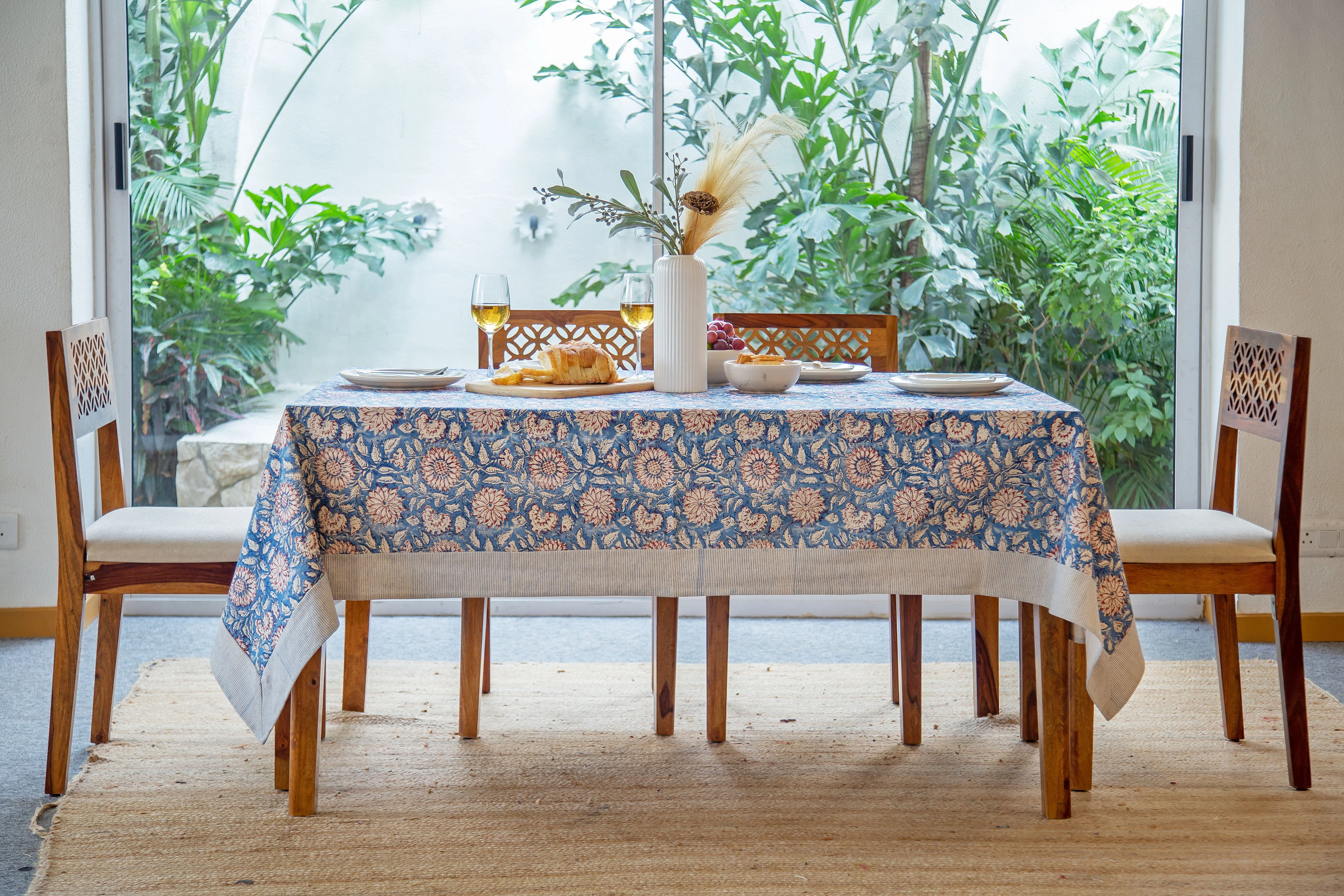 Tablecloth - Blue Dahlia - Happy Cabbage London