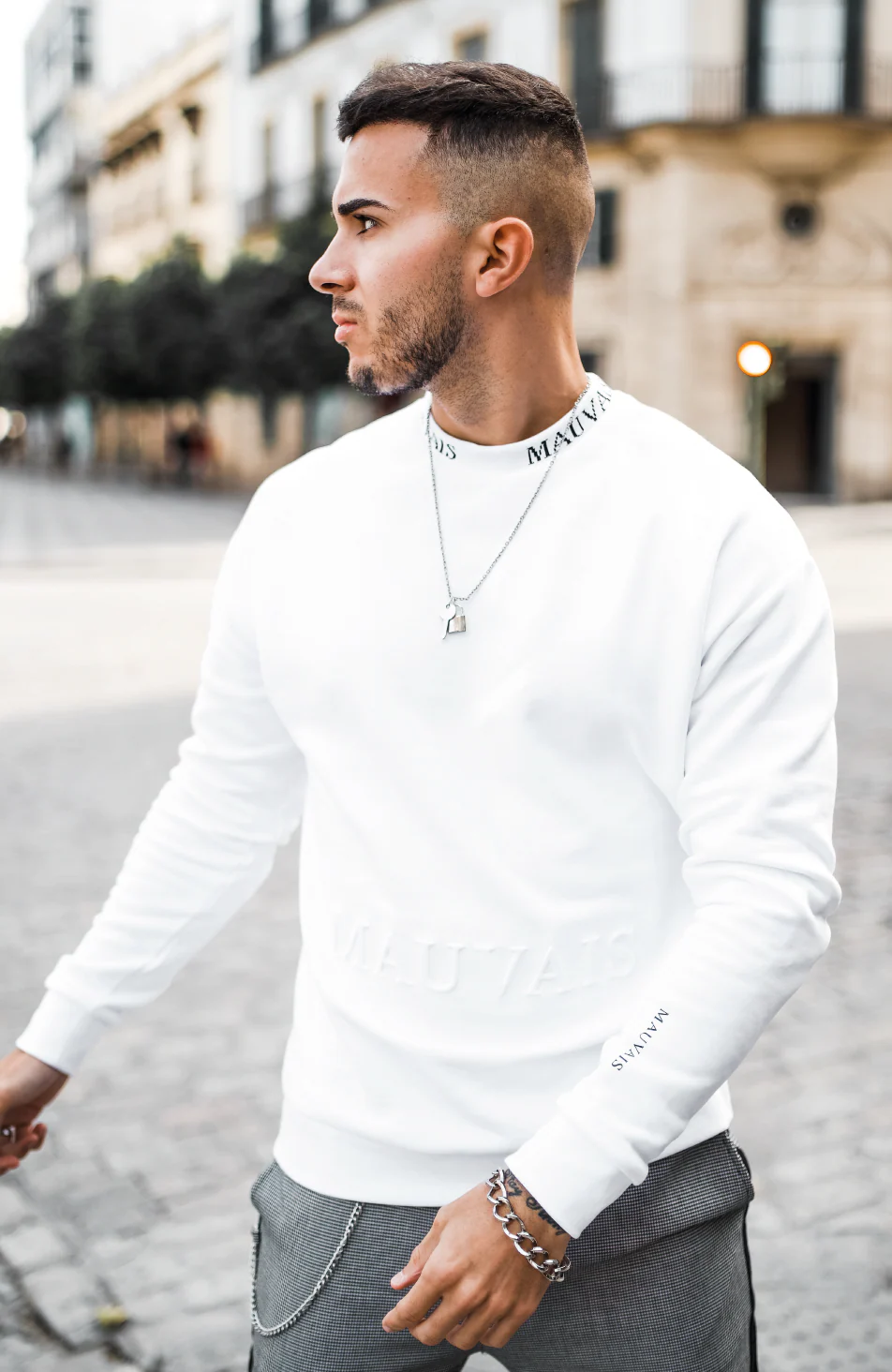 Embossed Sweatshirt in White - Happy Cabbage London