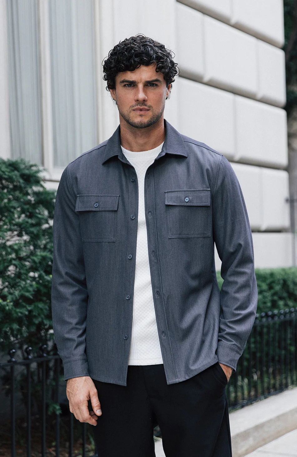 Arlington Slim Overshirt in Slate - Happy Cabbage London