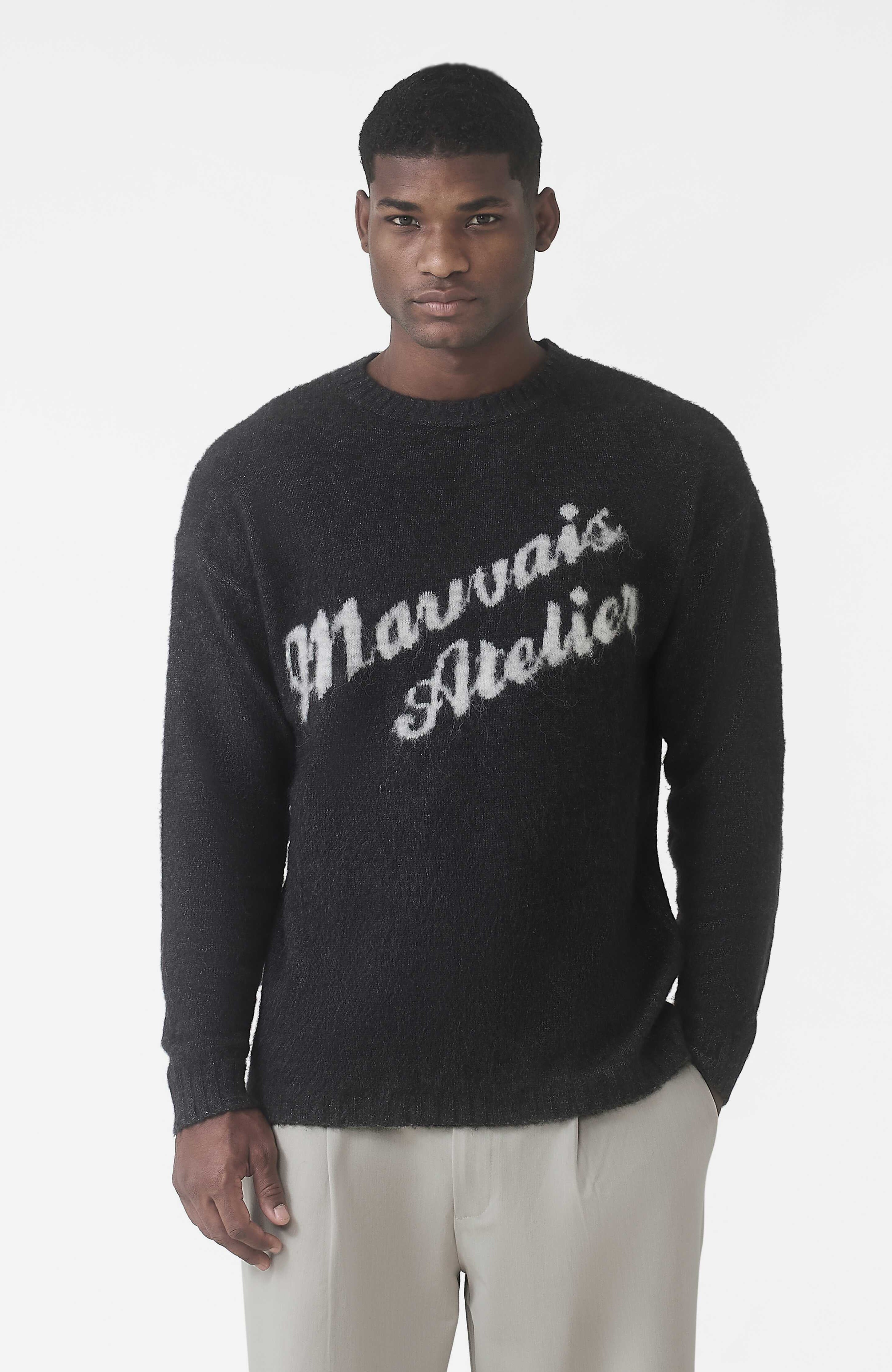 Atelier Oversized Brushed Knit Jumper in Charcoal - Happy Cabbage London