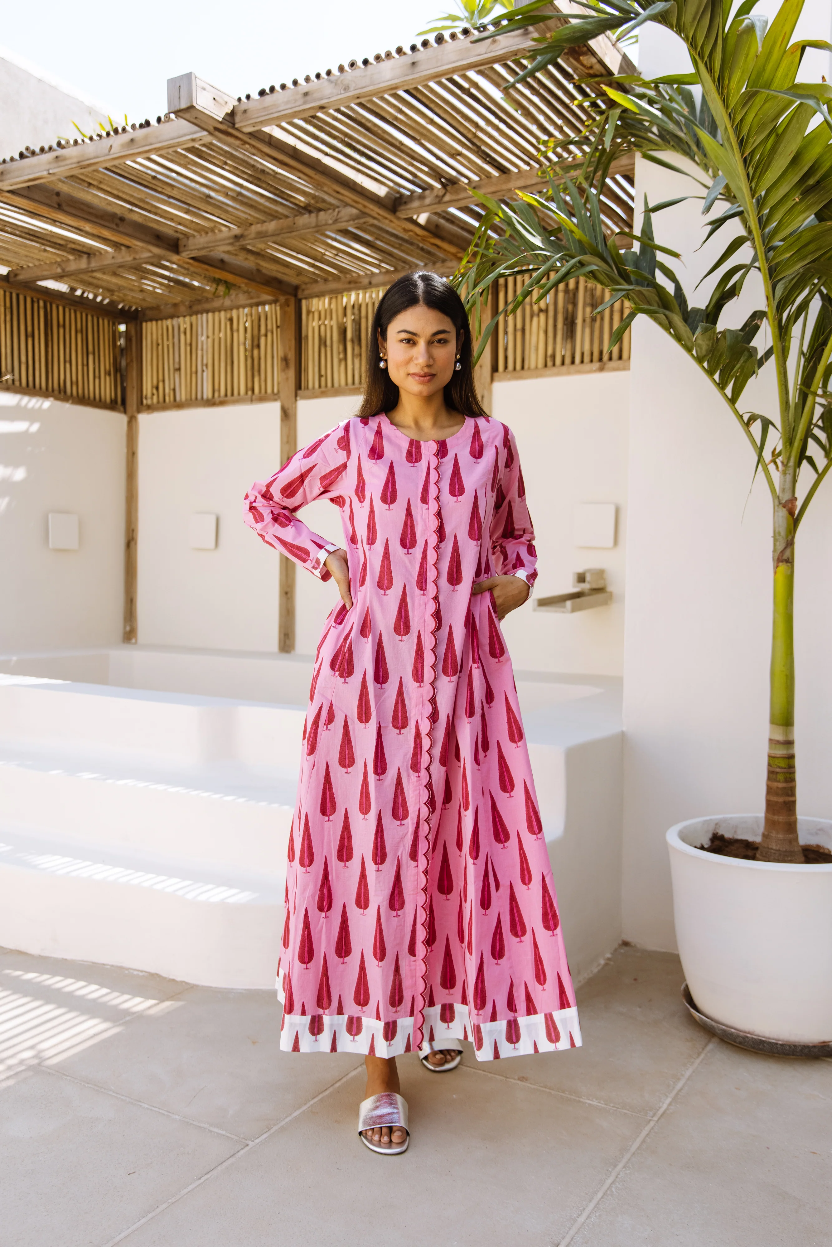 SALE The Cordelia Dress - Pink Cypress Print - Happy Cabbage London