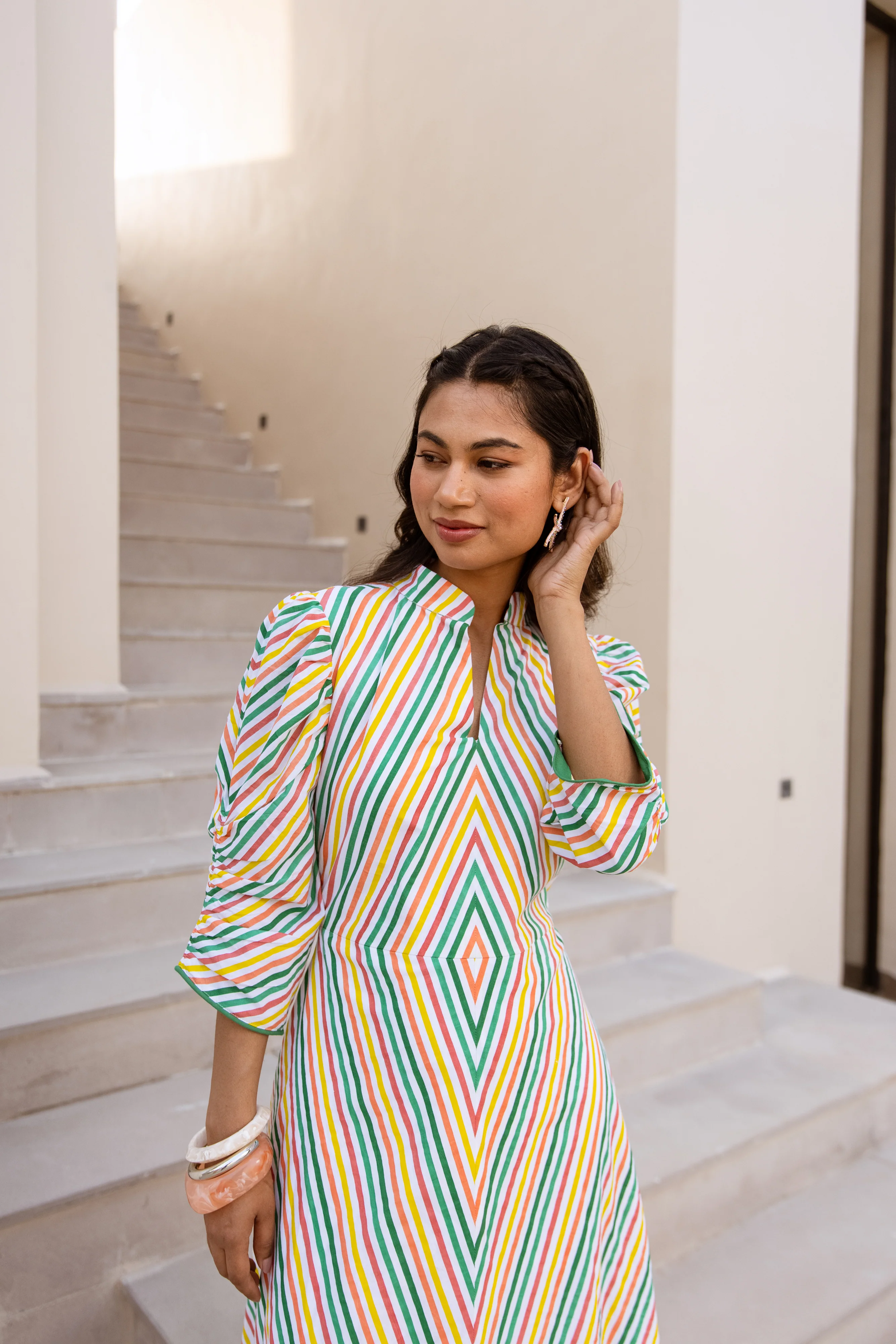 SALE The Isobel Dress - Multi Stripe - Happy Cabbage London