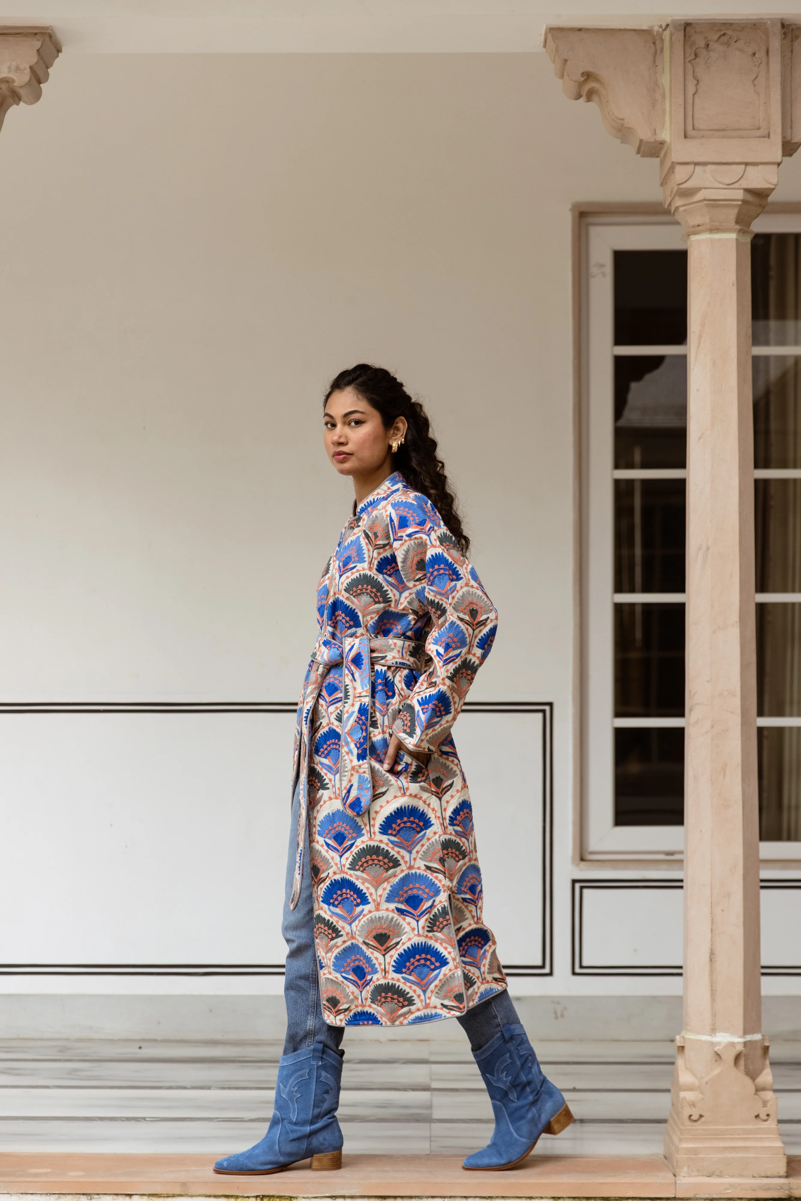 Long Suzani Jacket - Blue - Happy Cabbage London