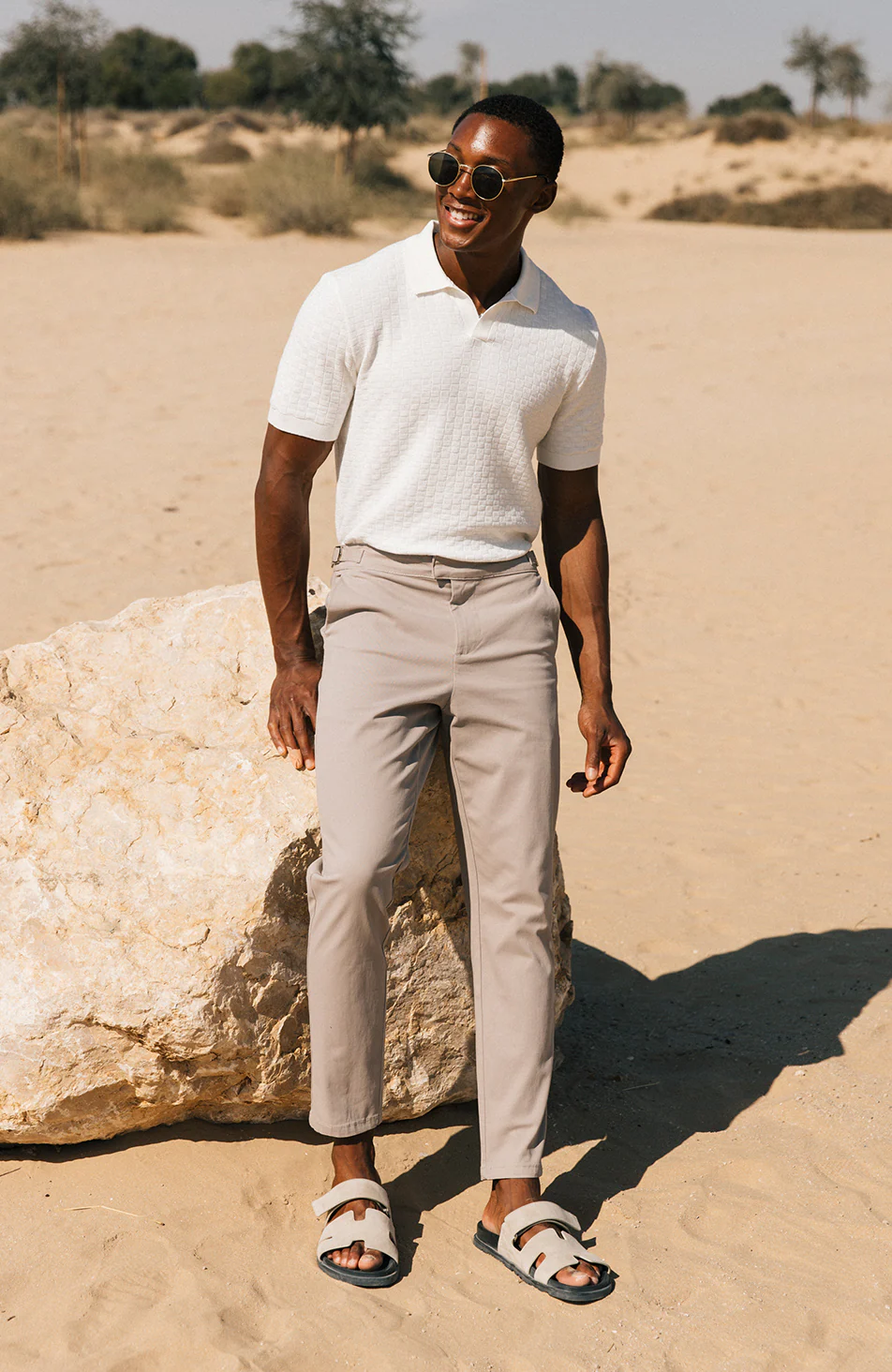 Beaufort Stretch Chinos in Beige - Happy Cabbage London