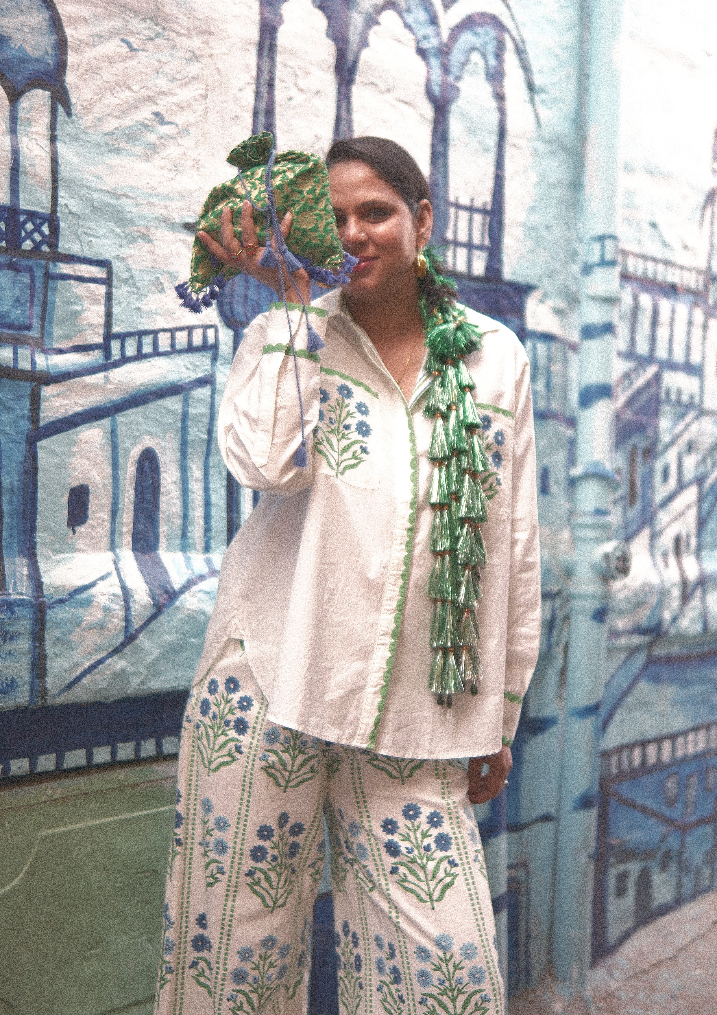 Blossom Trousers - Blue - Happy Cabbage London