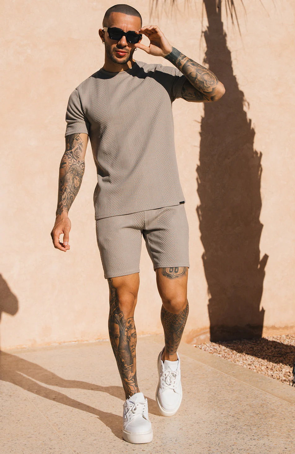 Cedro Knit Shorts in Taupe - Happy Cabbage London