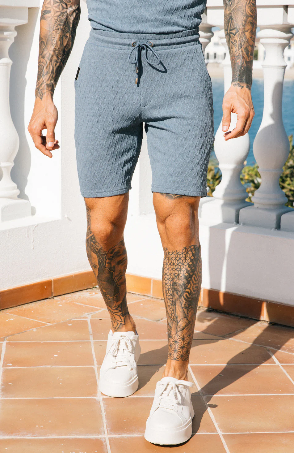 Cannes Knit Shorts in Blue - Happy Cabbage London