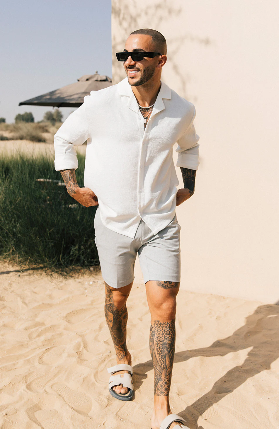 Aster Tailored Stretch Fit Short in Grey - Happy Cabbage London