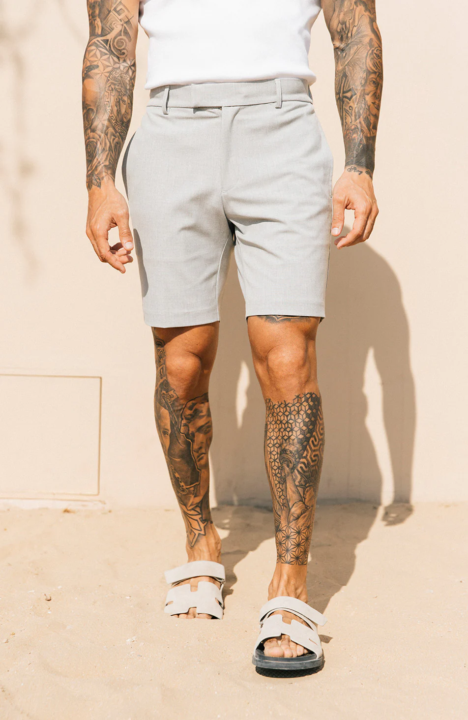 Aster Tailored Stretch Fit Short in Grey - Happy Cabbage London