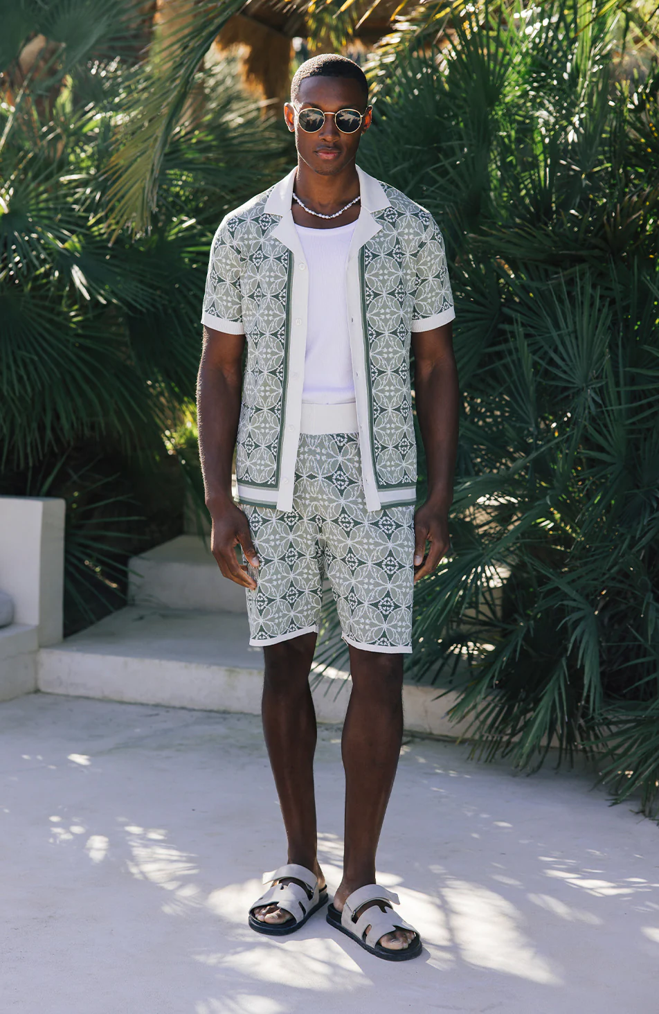 Cabo Slim Knit Shirt in Green - Happy Cabbage London