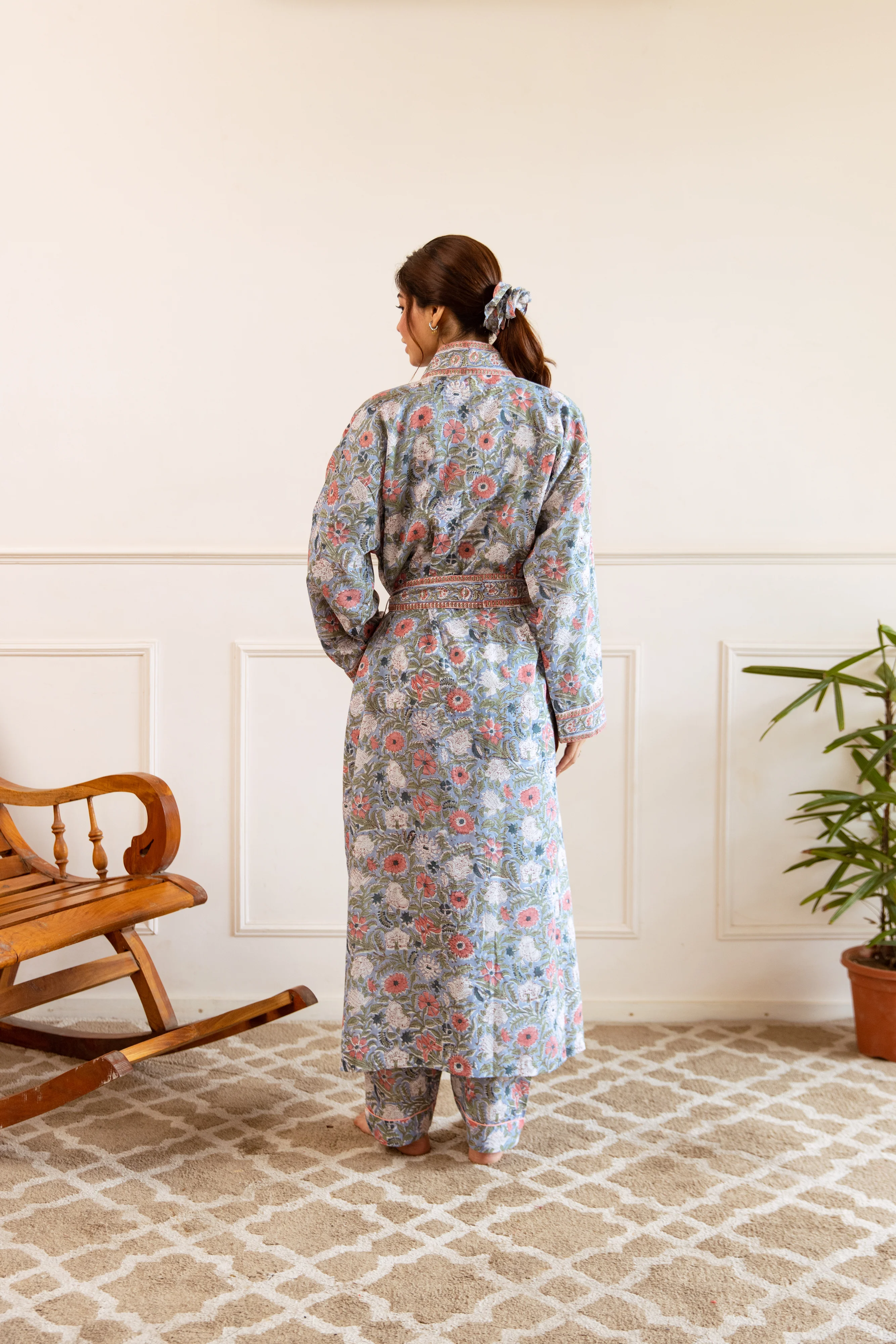 Long Cotton Robe - Meadow Bloom - Happy Cabbage London