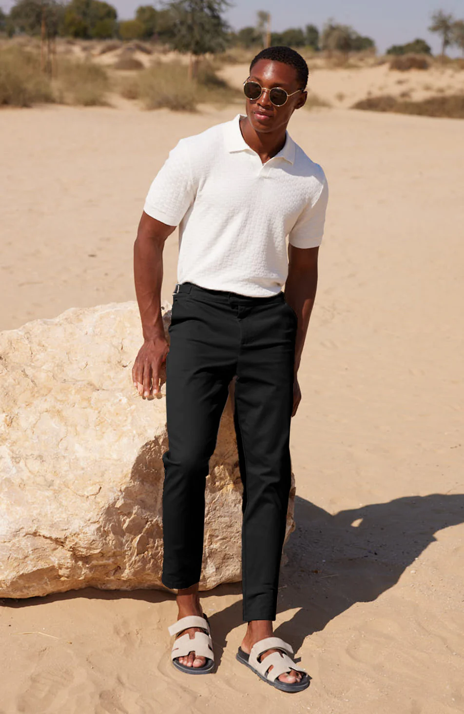 Beaufort Stretch Chinos in Black - Happy Cabbage London