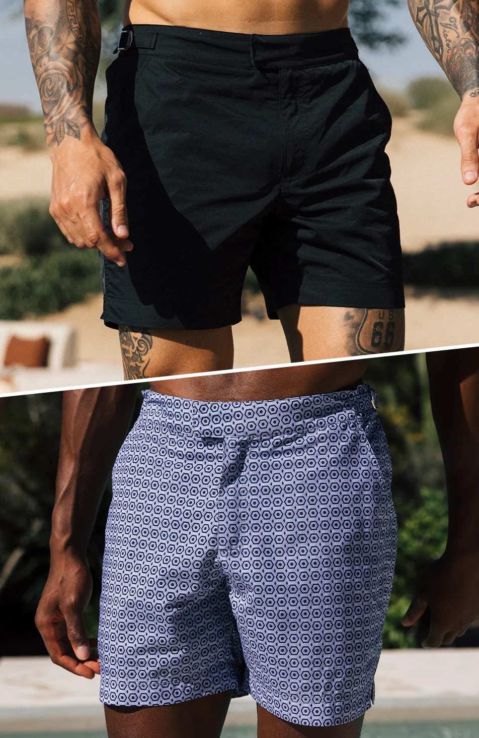 2PK Nero Swim Shorts in Black/Blue Geo - Happy Cabbage London