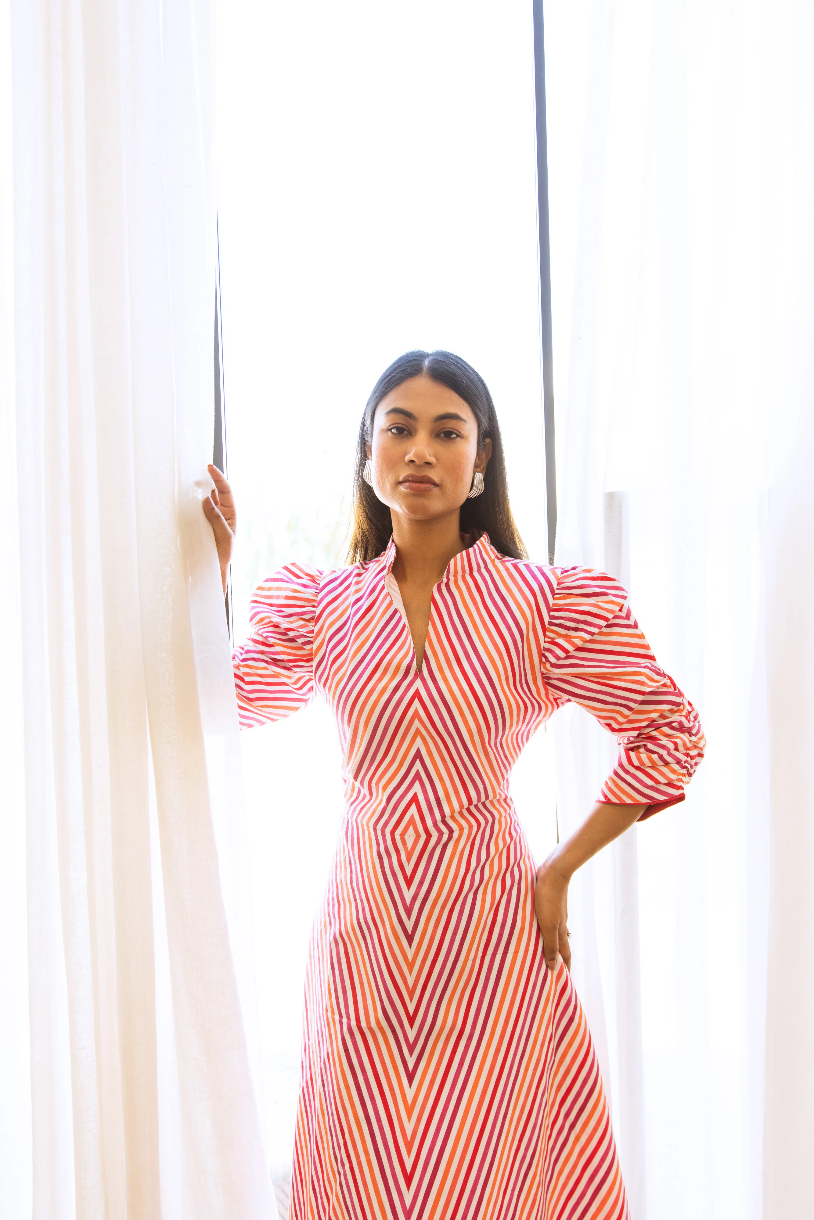 SALE The Isobel Dress - Magenta Stripe - Happy Cabbage London