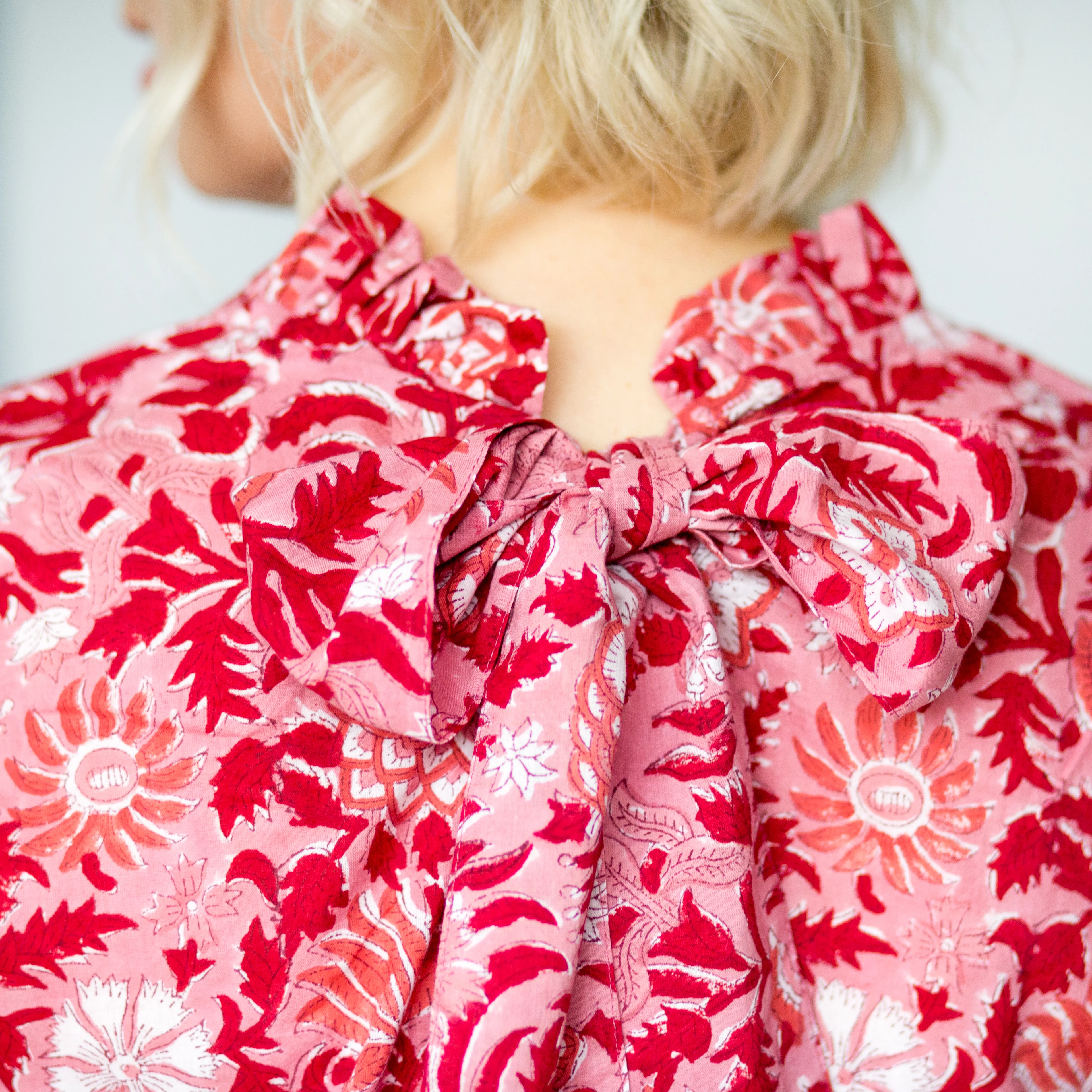 SALE Bow Collar Blouse - Raspberry Pink - Happy Cabbage London