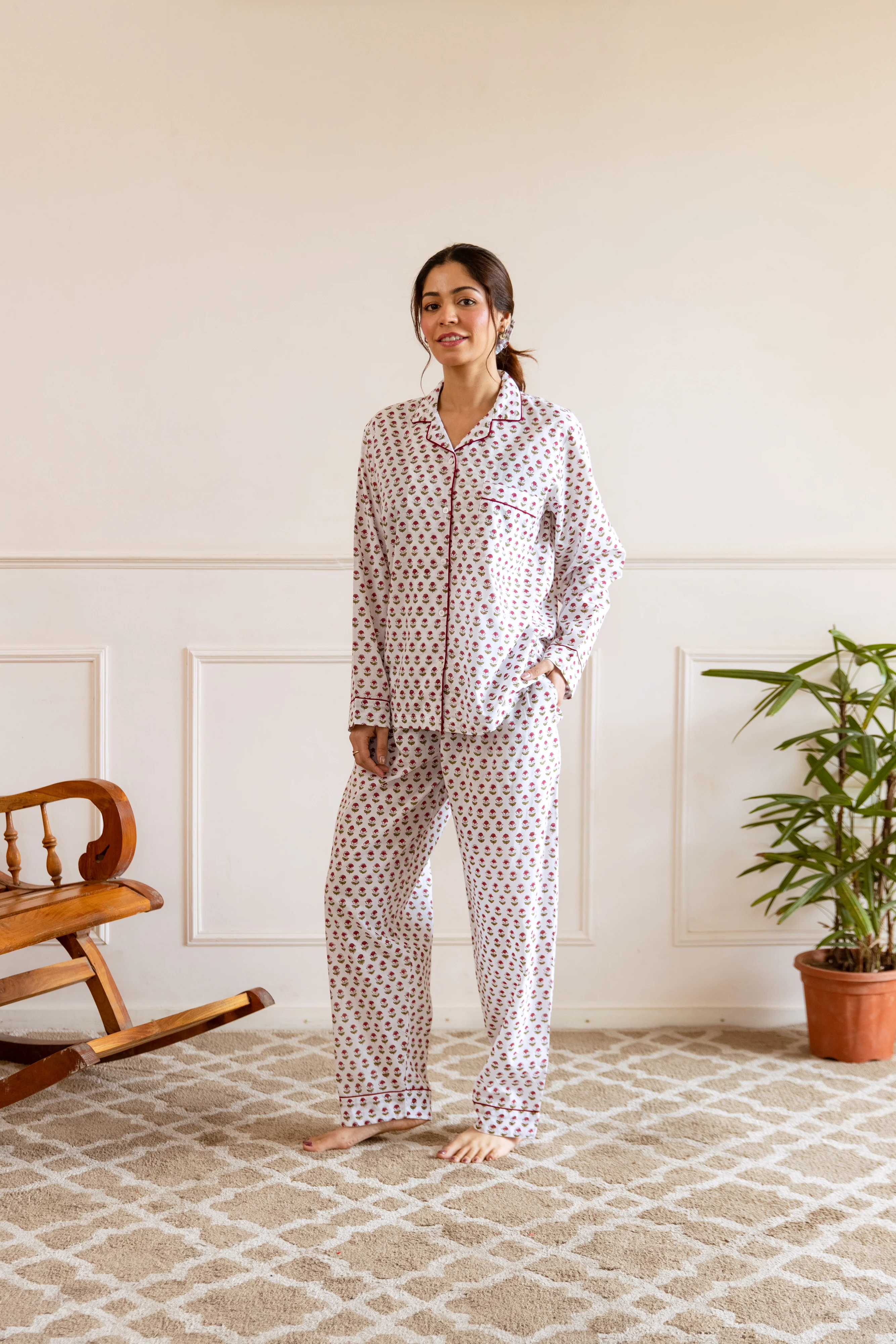 Long PJ Set - Wild Rose - Happy Cabbage London
