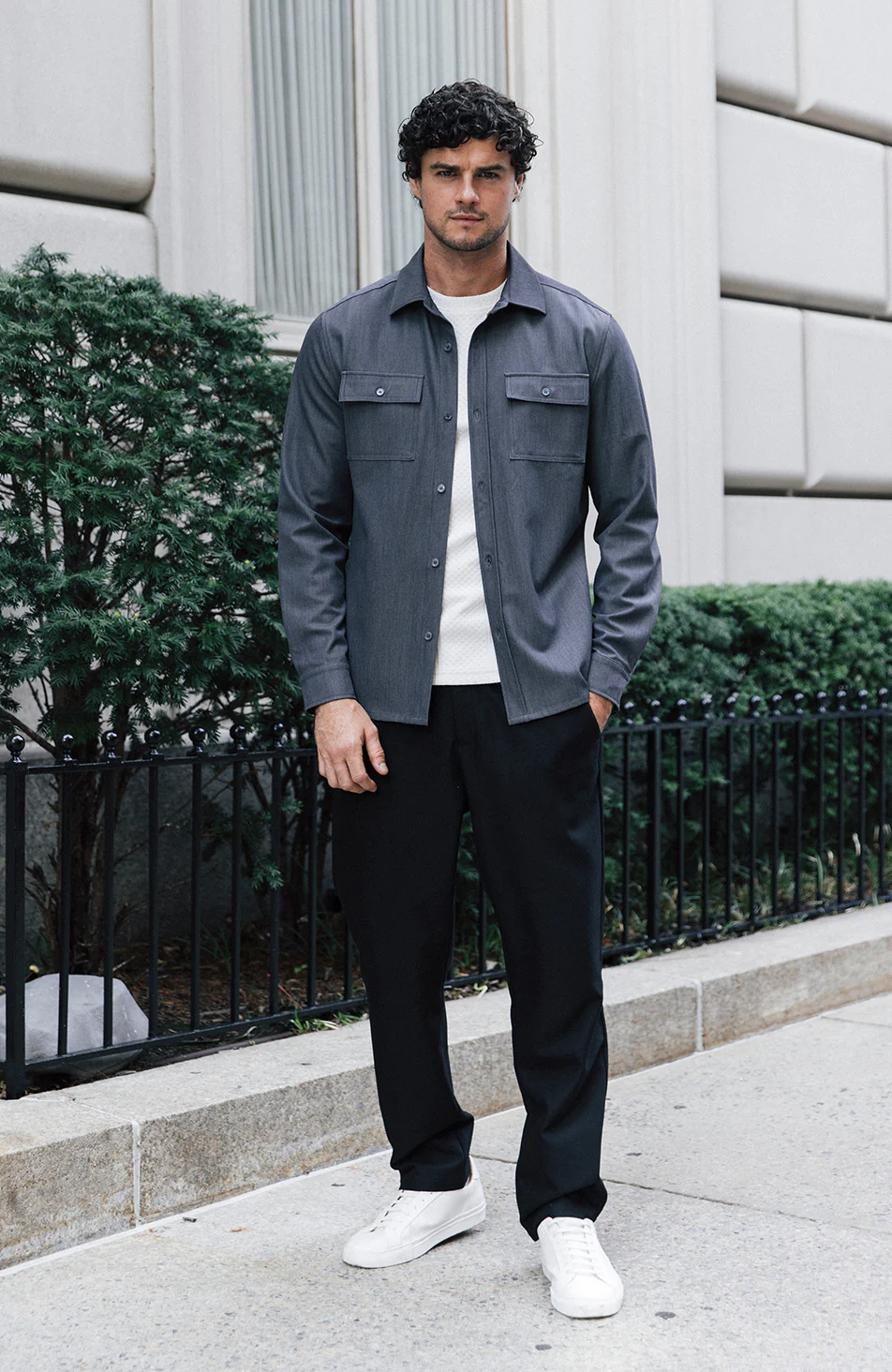 Arlington Slim Overshirt in Slate - Happy Cabbage London