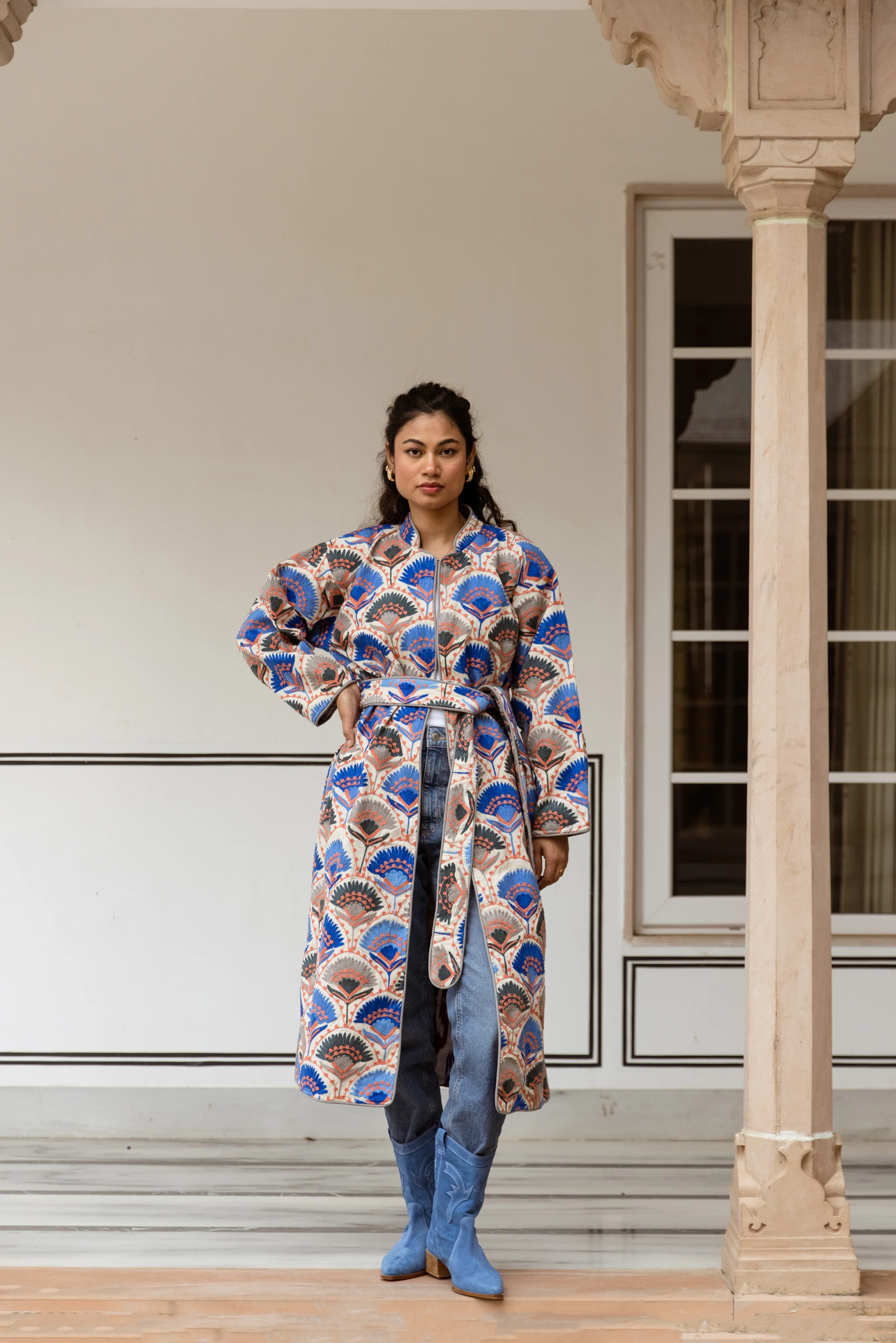 Long Suzani Jacket - Blue - Happy Cabbage London