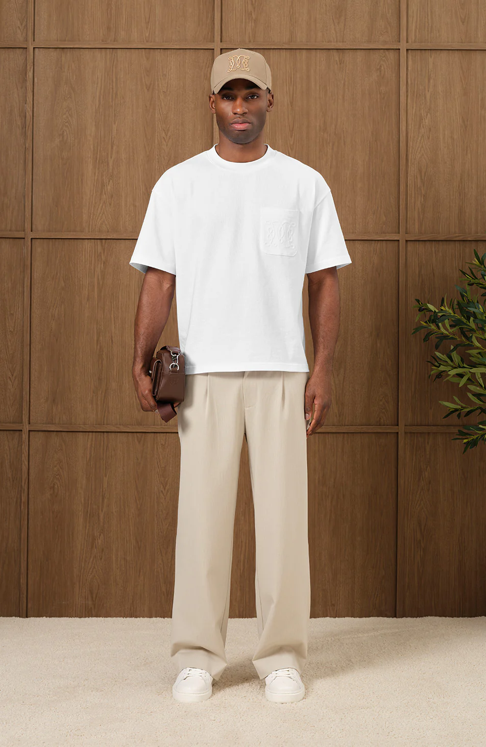 Embossed Monogram Pocket T-Shirt in White - Happy Cabbage London