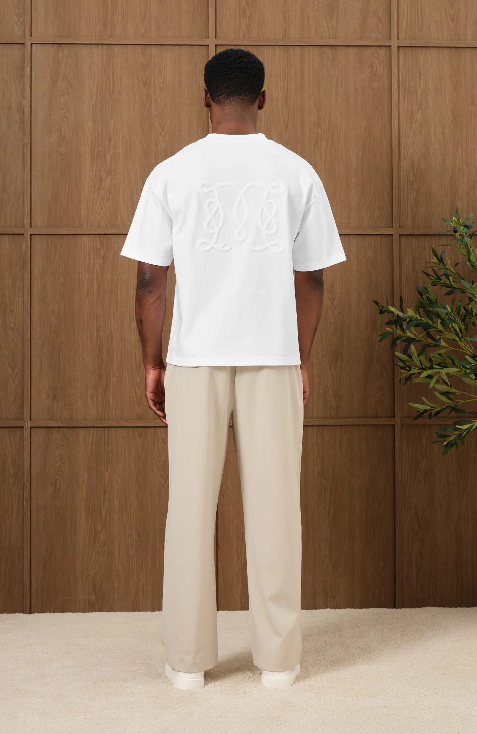 Embossed Monogram Back Logo T-shirt in White - Happy Cabbage London