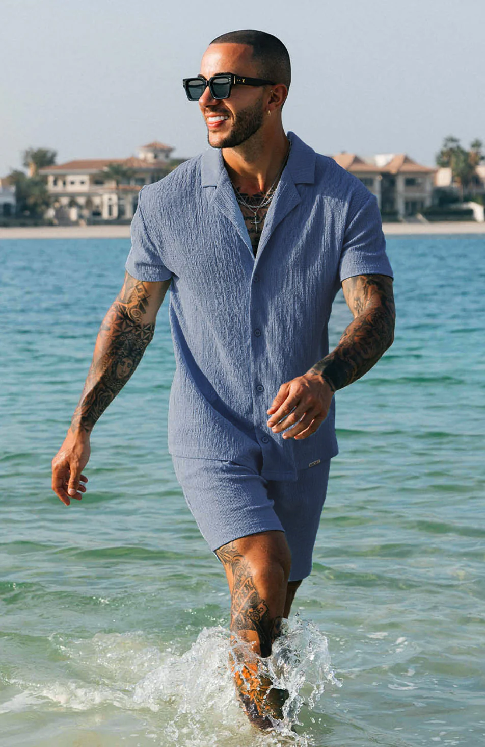 Eivissa Relaxed Fit Shirt in Storm Blue - Happy Cabbage London