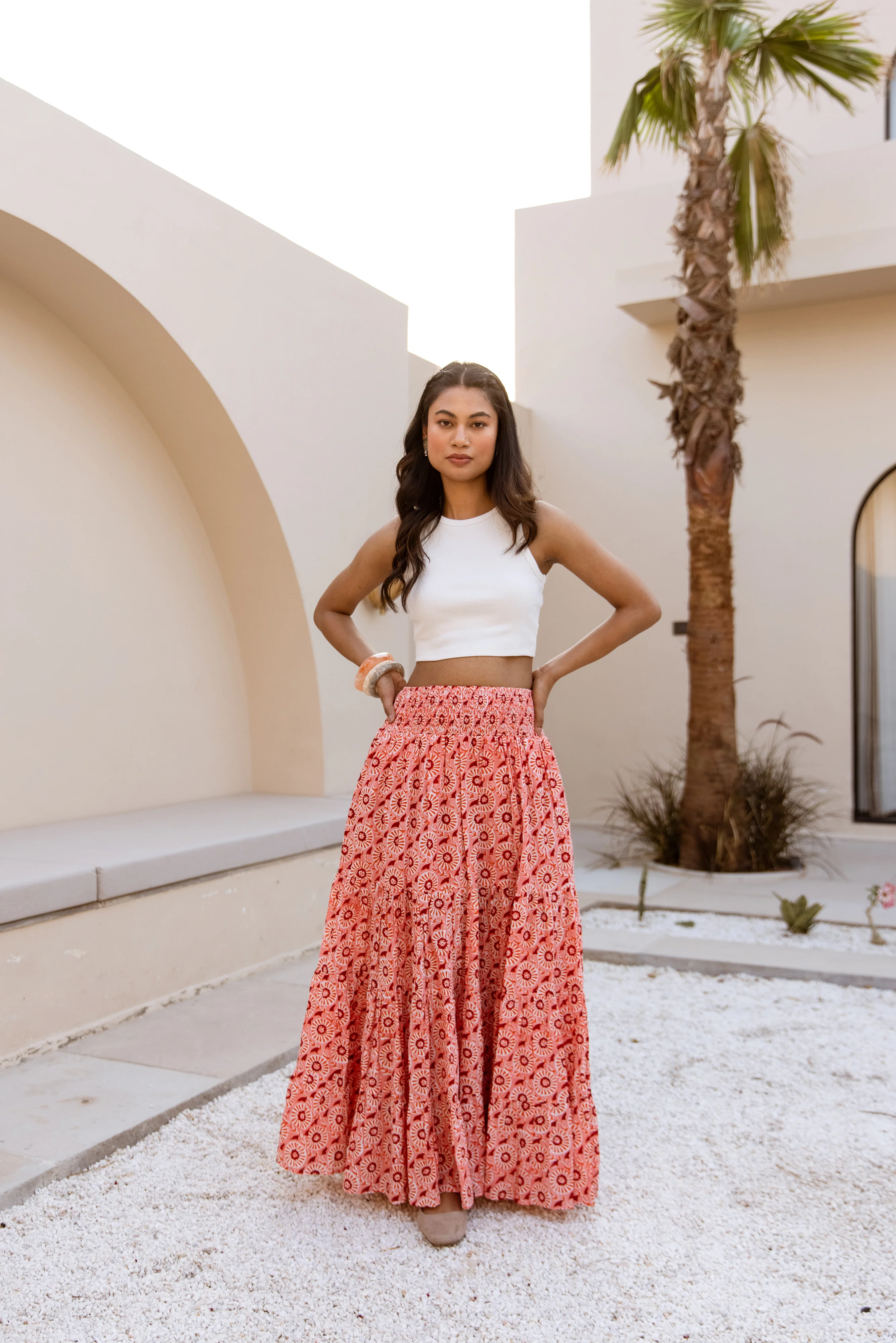The Pia Skirt - Pink & Orange - Happy Cabbage London