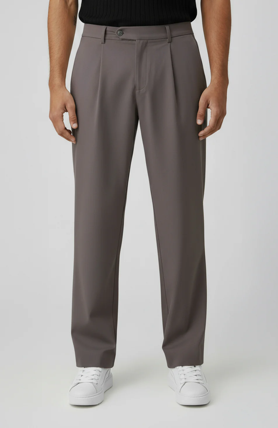 Como Relaxed Fit Pleated Tailored Trousers in Taupe - Happy Cabbage London