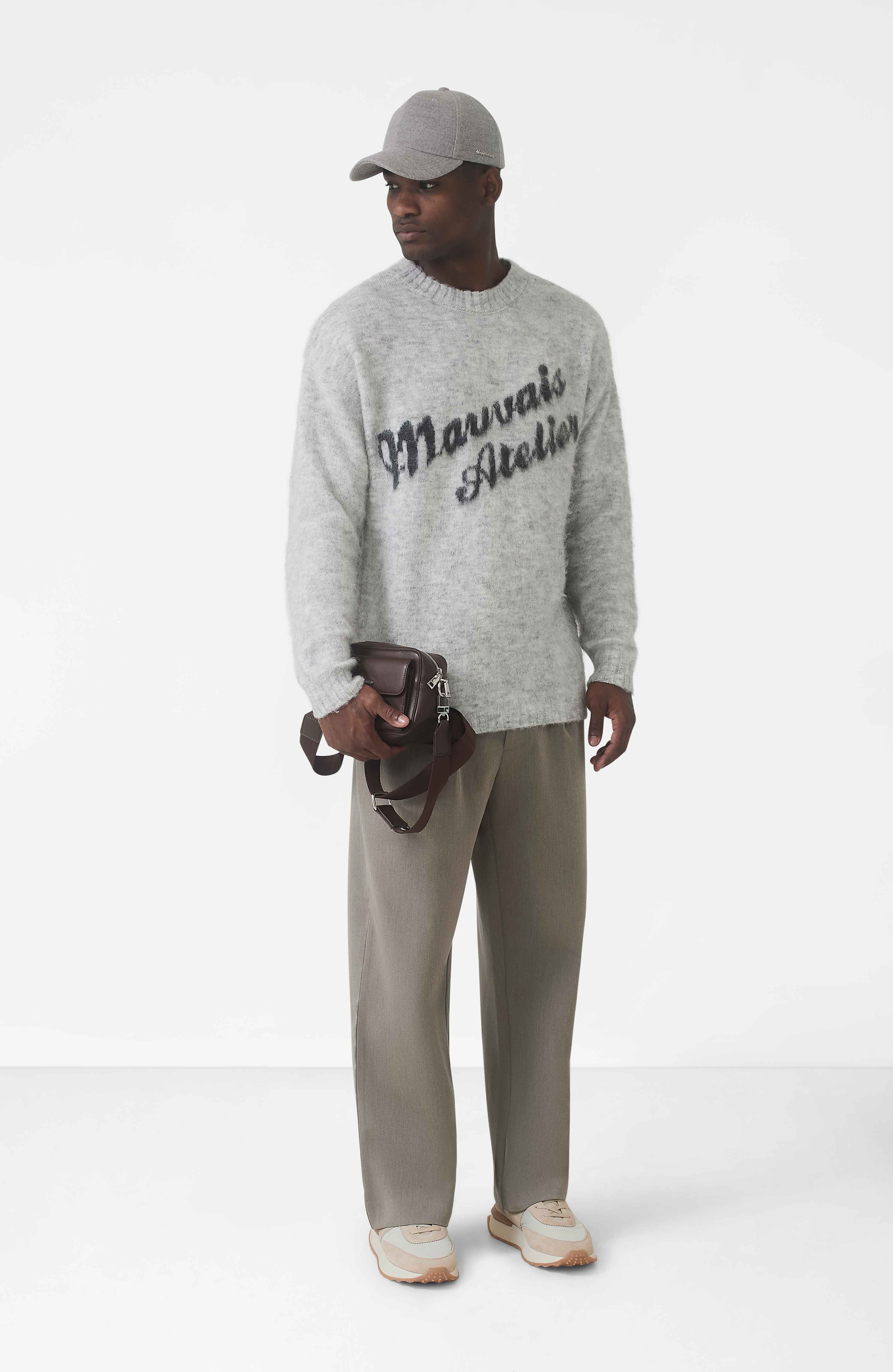 Atelier Oversized Brushed Knit Jumper in Grey - Happy Cabbage London